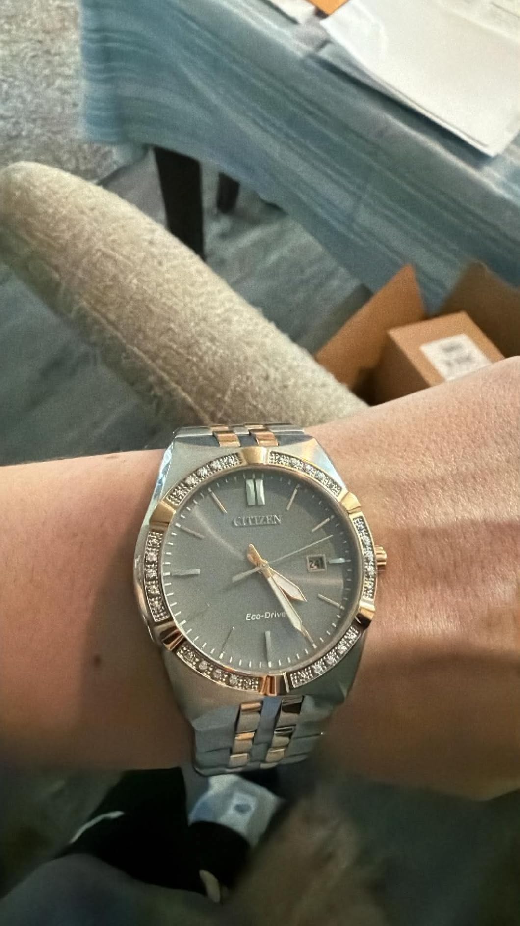 Citizen Men's Eco-Drive Corso Diamond Bezel Watch, Two-Tone Stainless Steel Bracelet Watch, 3 Hand, Date customer photo 2