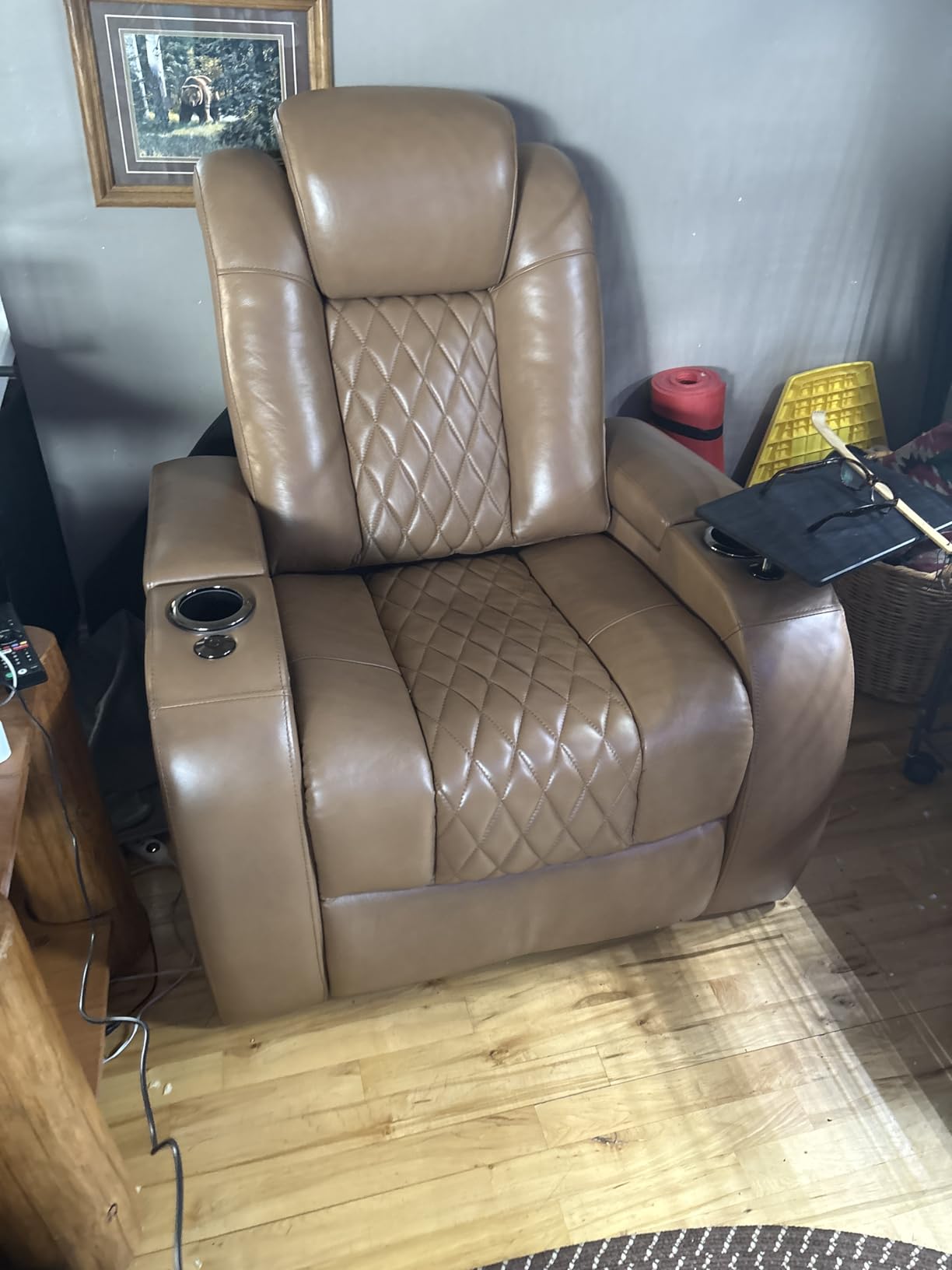 Seatcraft Diamante Home Theater Seating Gray Single Recliner | Italian Leather, Wall Hugger, Zero Gravity, Powered Headrest, Power Recline, Zero Gap, USB charging customer photo 1