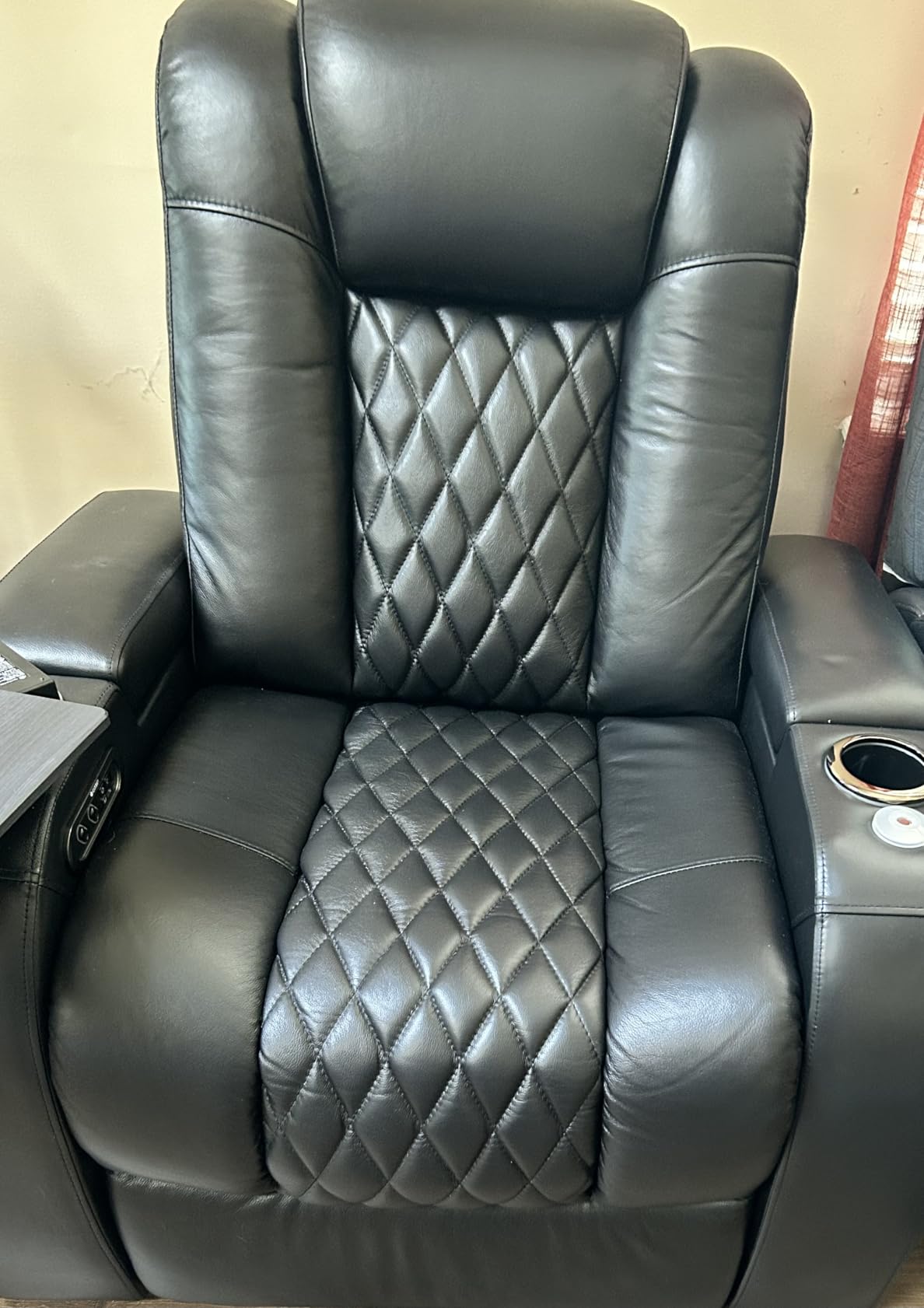 Seatcraft Diamante Home Theater Seating Gray Single Recliner | Italian Leather, Wall Hugger, Zero Gravity, Powered Headrest, Power Recline, Zero Gap, USB charging customer photo 2