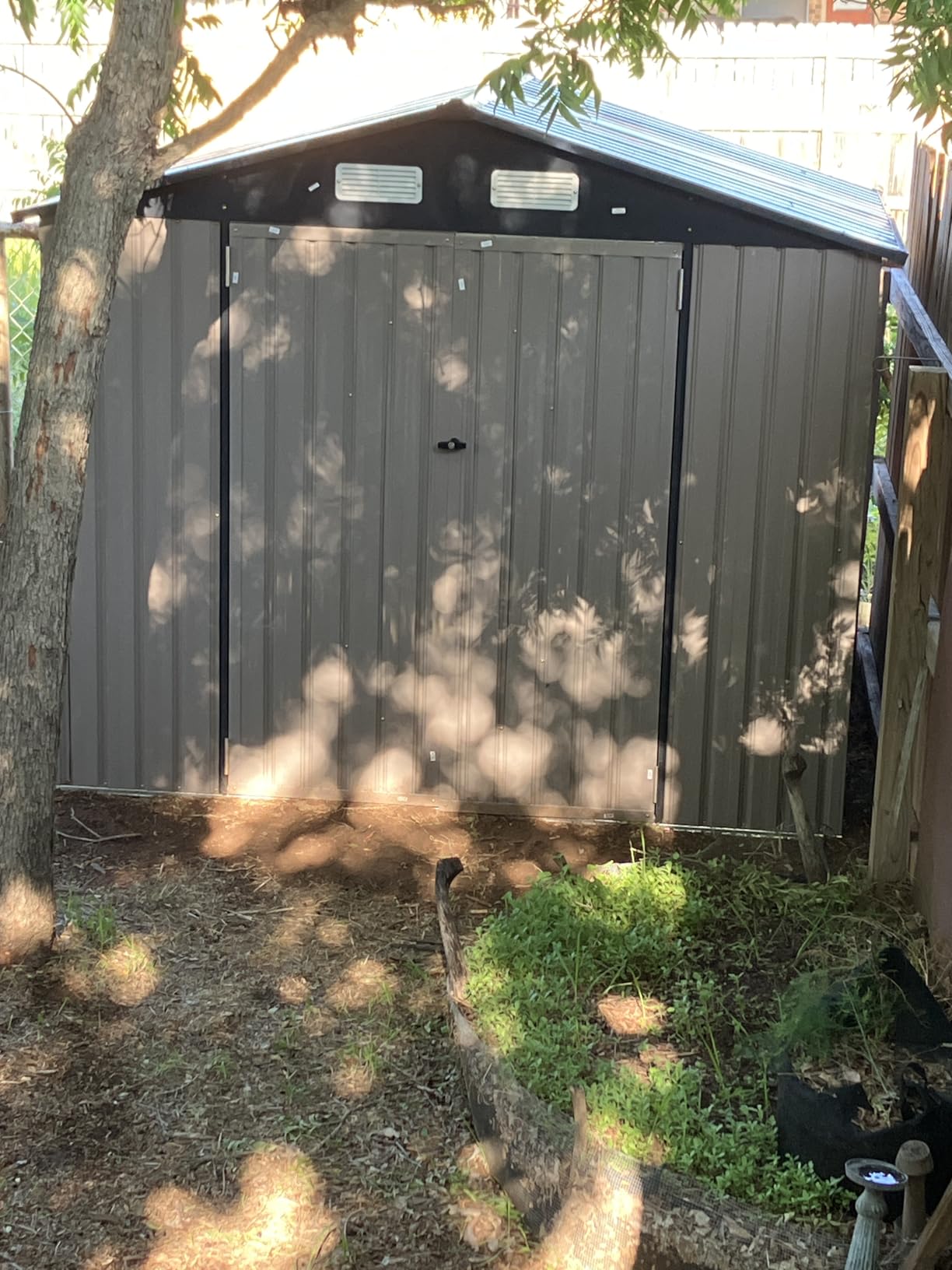 Aoxun 8x6FT Shed with Floor Galvanized Steel Outdoor Storage Shed Metal Garden Shed with Double Doors, Moisture-Proof Floor & Ventilation, Sloped Roof for Bike/Generator/Tool Storage (Brown) customer photo 2