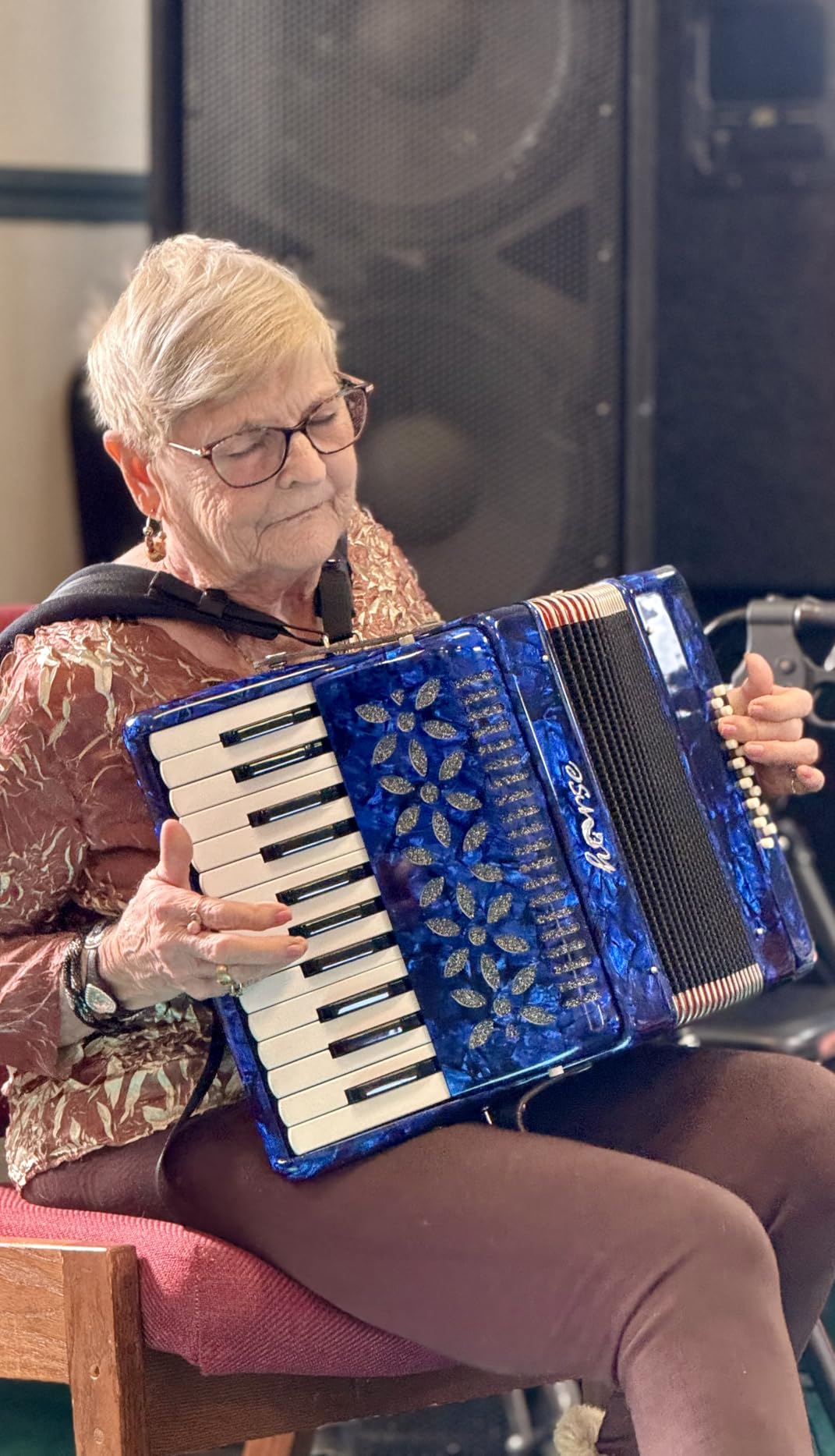 25 Keys Accordion, 16 Bass Student Piano Accordion Acordeón Acordeones Para Adultos for Beginner and Adults, Lightweight Portable with Adjustable Straps, Cleaning Cloth, Gloves, and Carrying Bag(Blue) customer photo 1