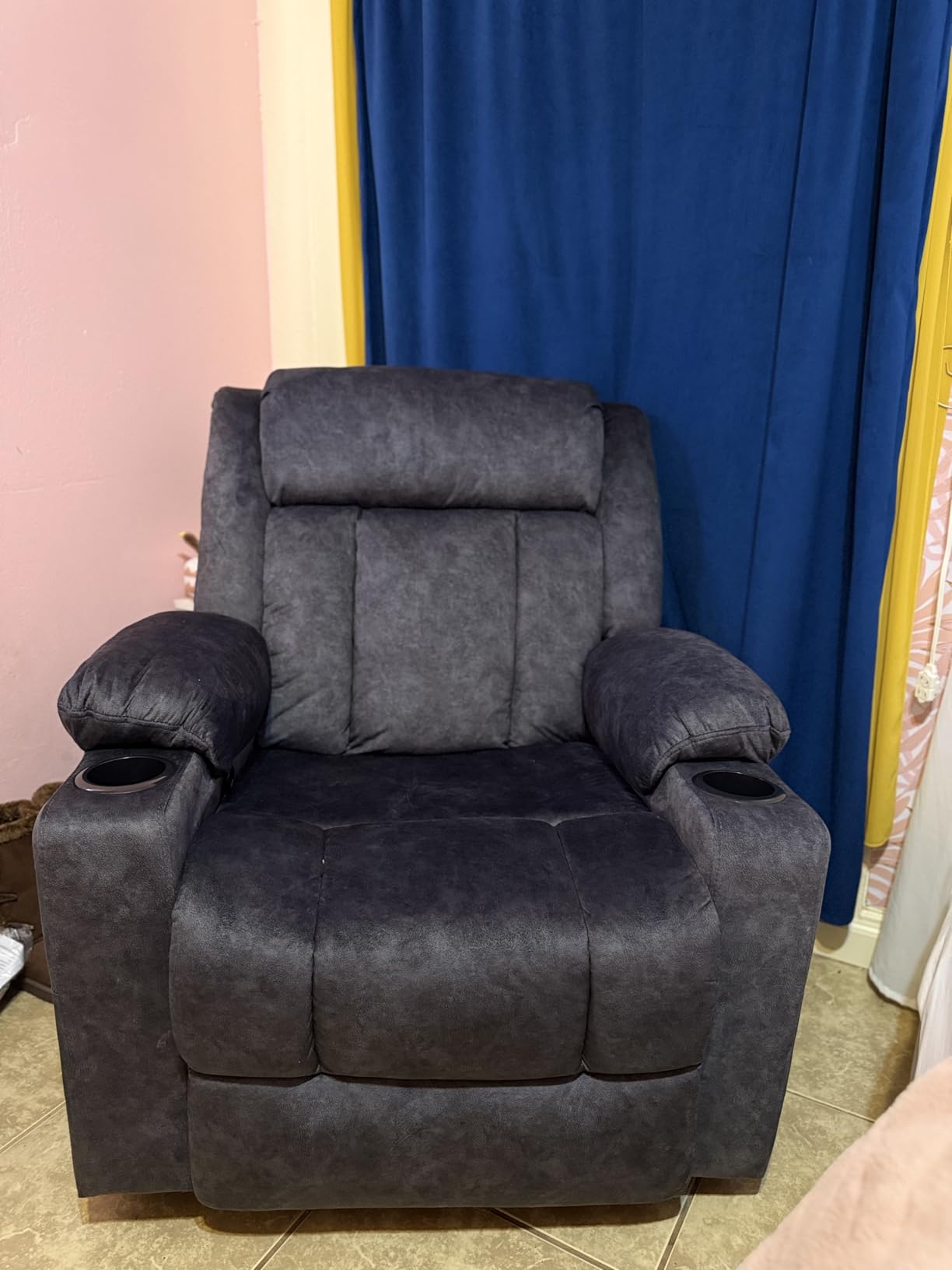 LAFWELL Rocking Recliner Chair, Massage Rocker Recliner Chair with Vibration Massage and Heat, USB and Type-C Ports, 360 Degree Swivel Faux Leather Chairs, Living Room, Bedroom, Nursery, RV, Black customer photo 1