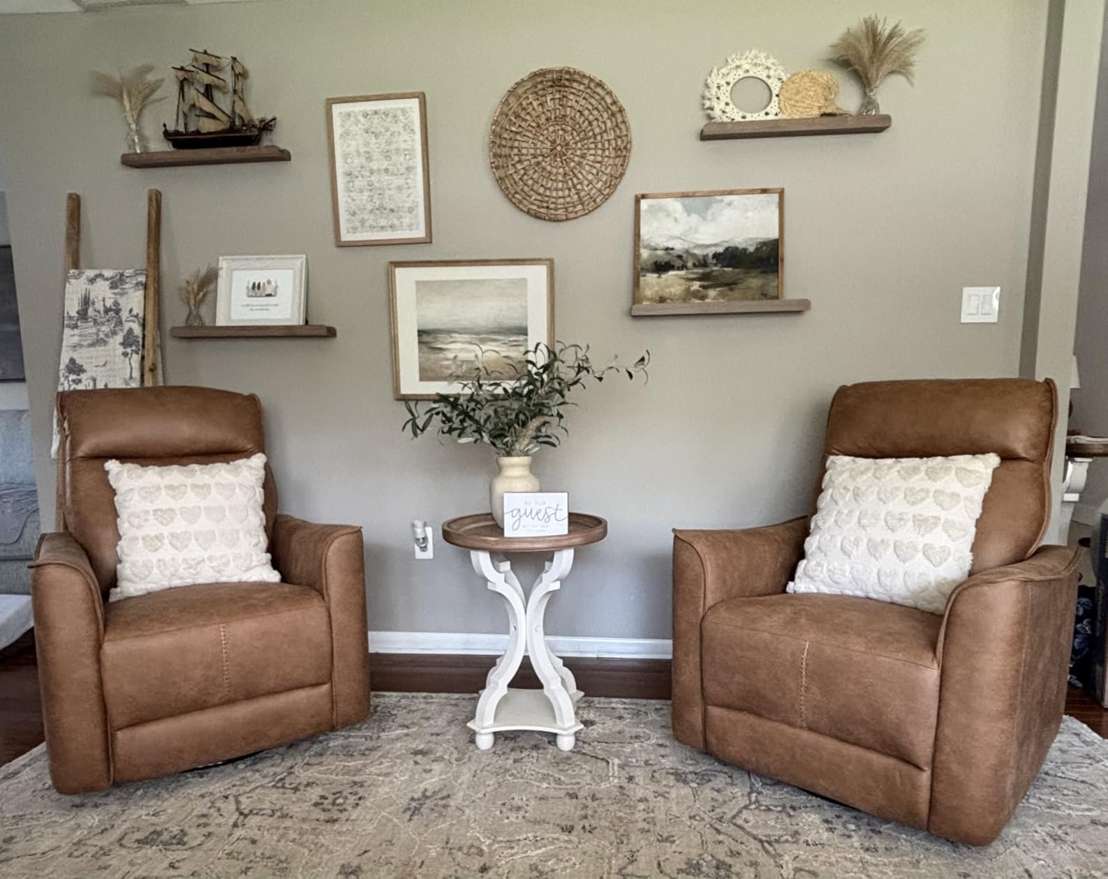 CANMOV Swivel Rocker Recliner, Glider Rocking Chair, Nursing Chairs Swivel Glider Recliners with Soft Backrest, Leathaire Manual Reclining Sofa for Living Room Bedroom Apartment, Brown customer photo 2