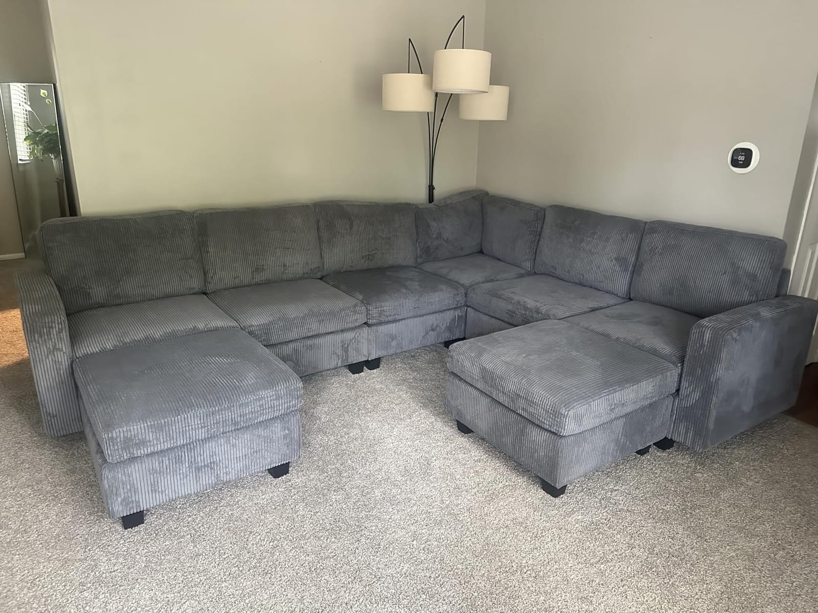 HONBAY Corduroy Sectional Couch with Storage, 8 Seater U Shaped Sectional Sofa for Living Room customer photo 2