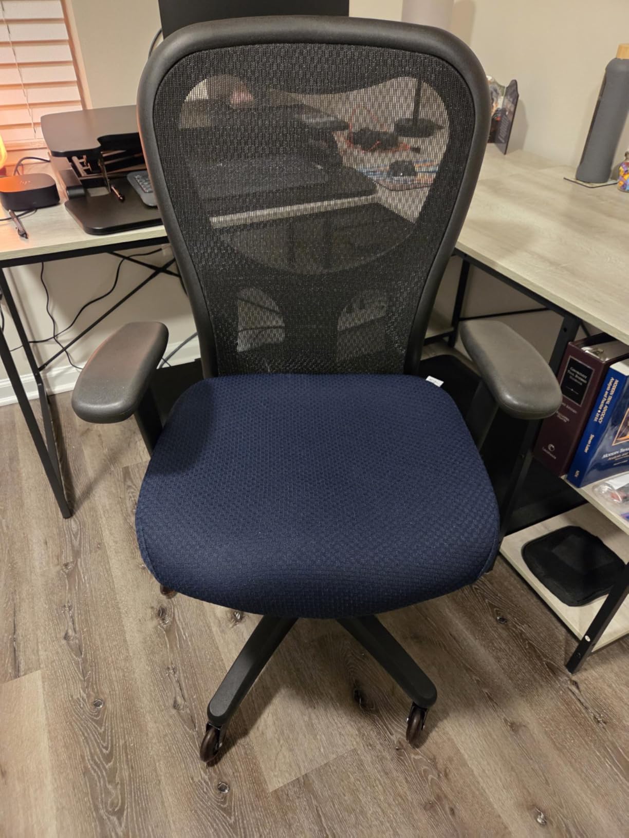 Tempur-Pedic TP9000C Mesh Swivel Task Chair with Tempur Material, Cooling Gel Layer, Adjustable Armrests, and Lumbar Support, Navy customer photo 2