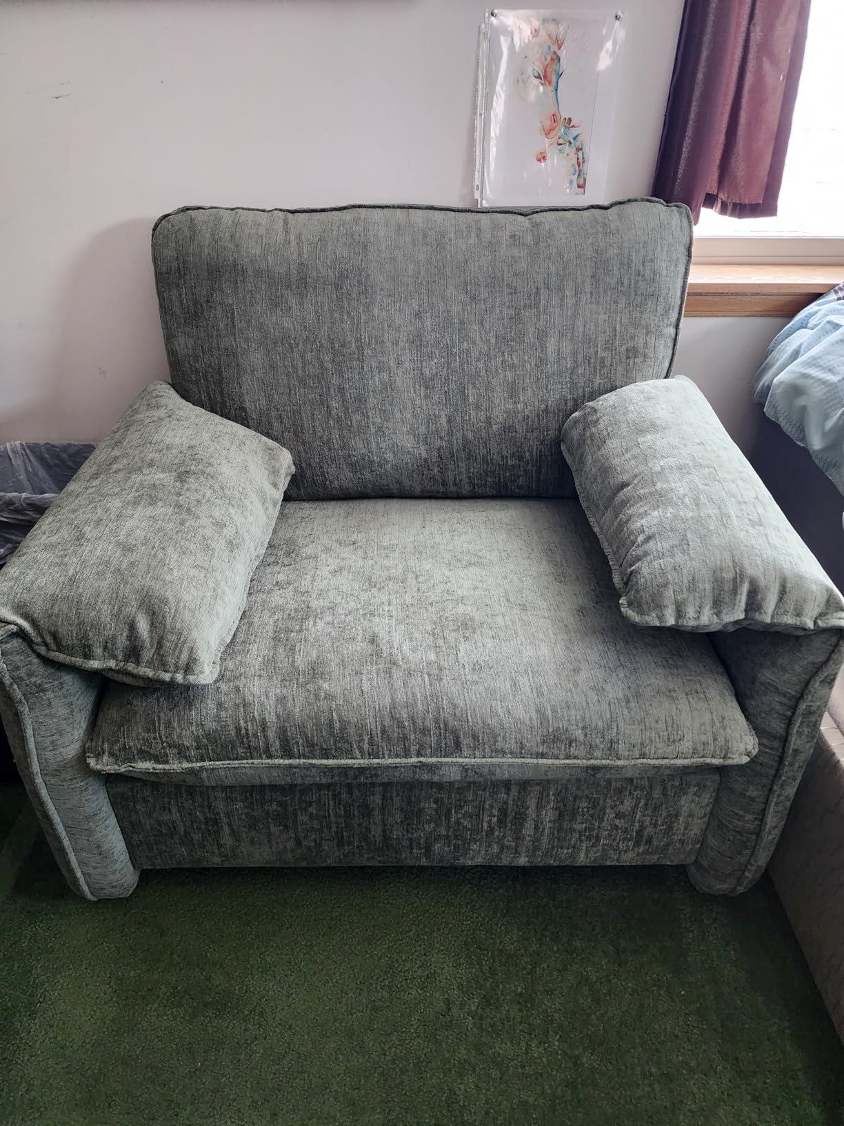 ONBRILL Oversized Accent Chair, 41 Inch Chenille Fabric Armchair, Green | Comfy Single Sofa Chair with Padded Arms, Pocket Spring Cushion, Modern Reading Chair for Living Room, Bedroom, Apartment customer photo 1