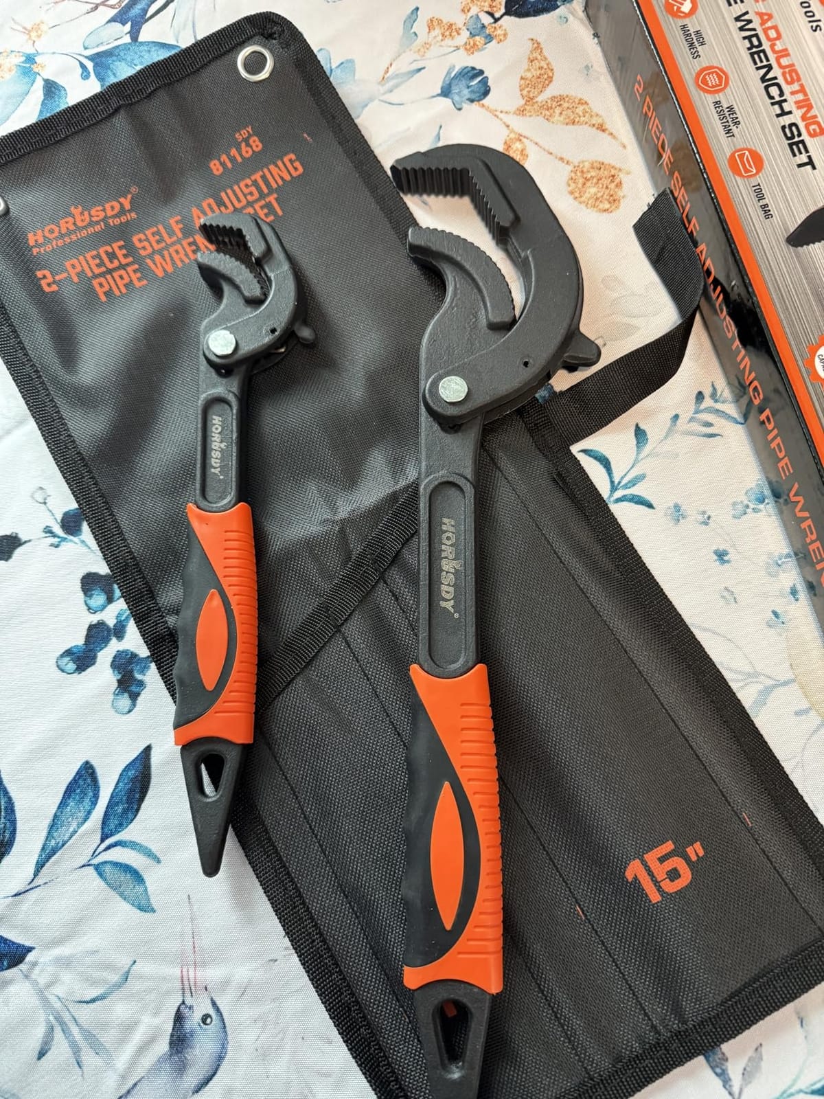 HORUSDY Heavy Duty Pipe Wrench Set, 10