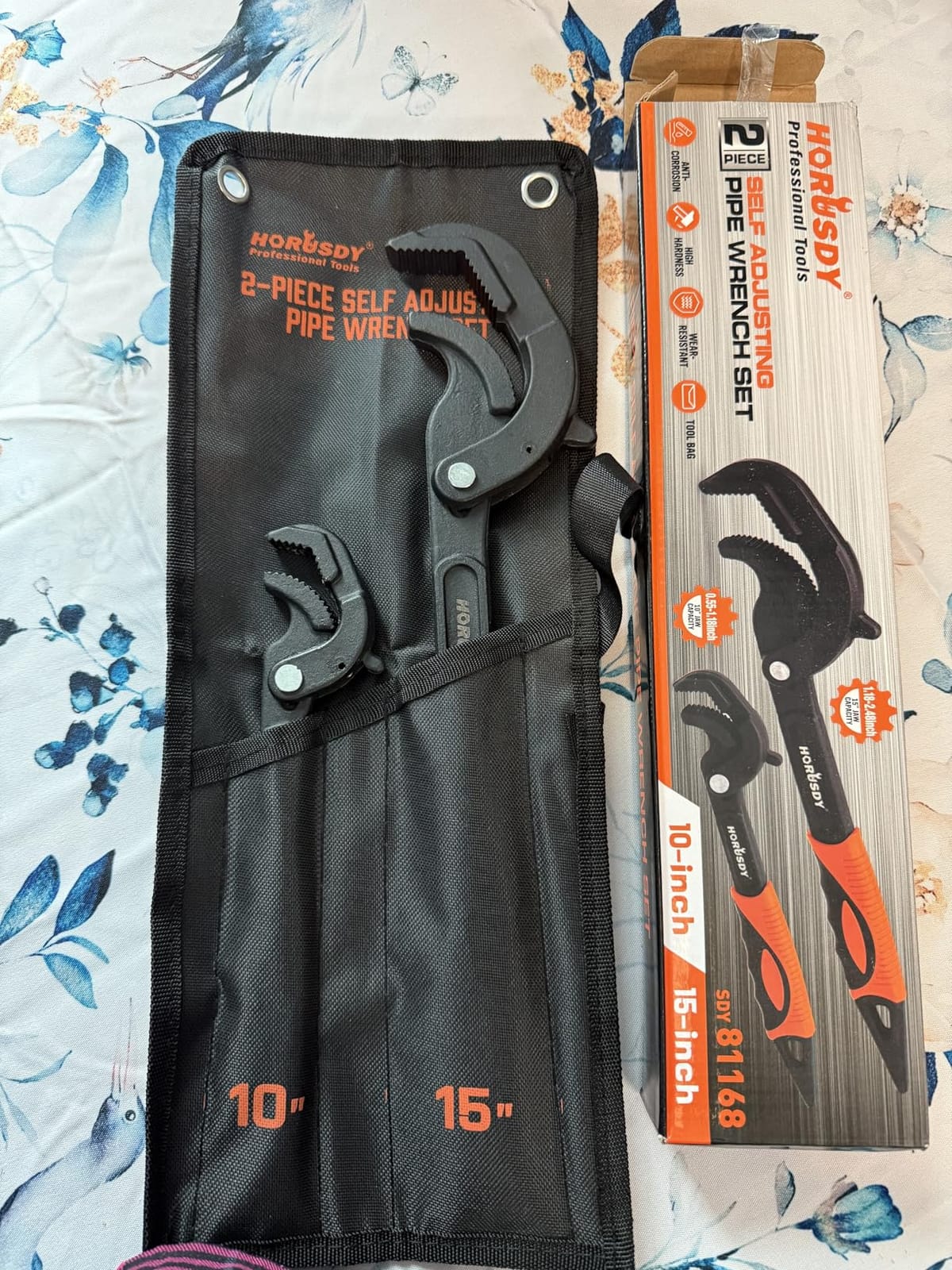 HORUSDY Heavy Duty Pipe Wrench Set, 10