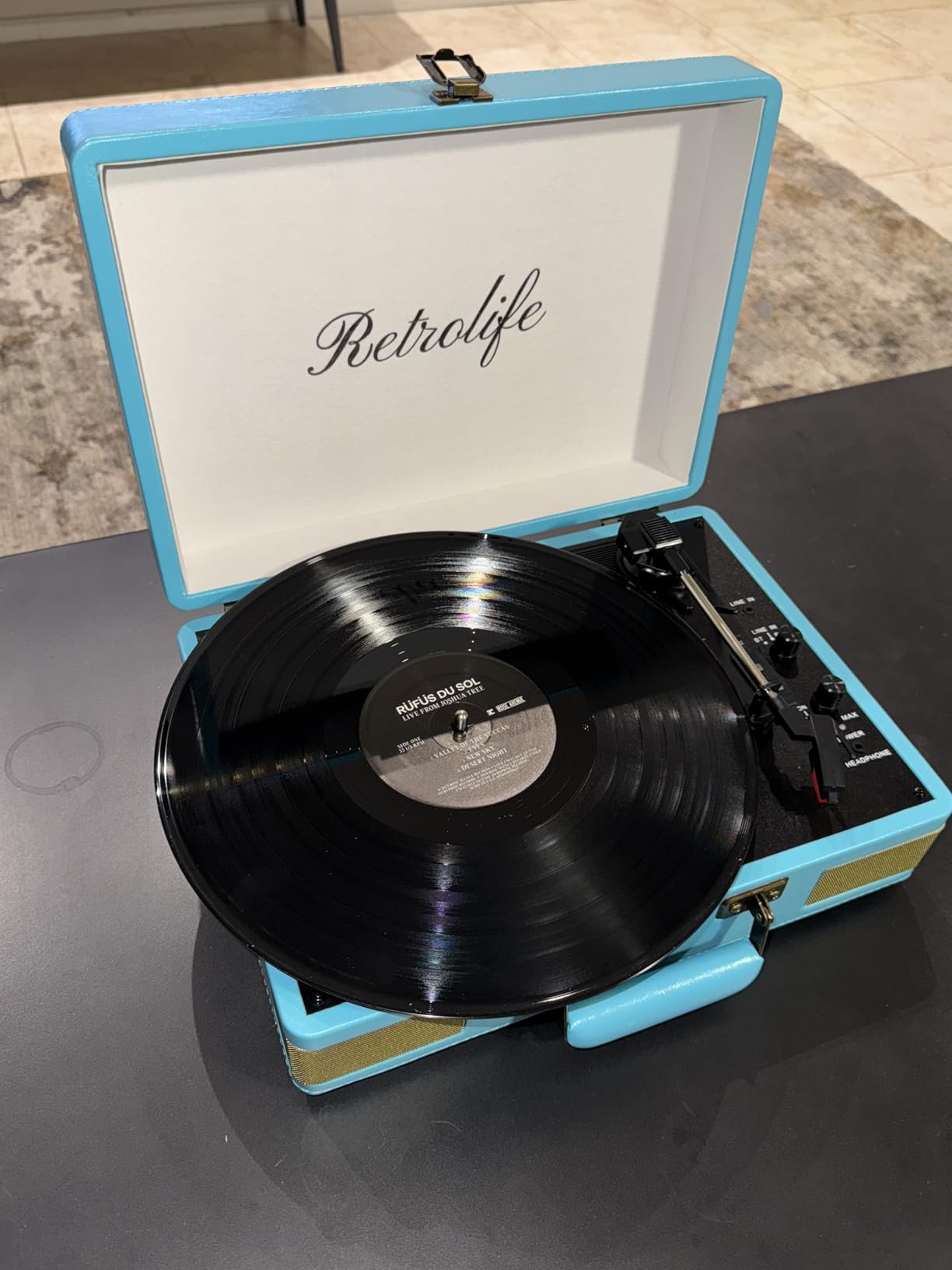 Retrolife Record Player 3 Speed Suitcase Design Bluetooth, Dark Green | Portable Vinyl Player, Built-in Speakers, Enhanced Audio Sound, 33/45/78 RPM, PU Leather, Vintage Turntable customer photo 2