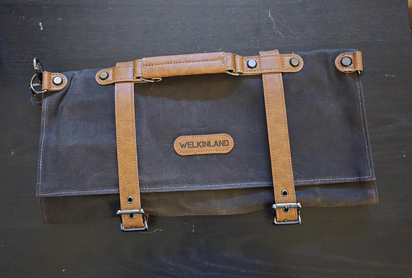 WELKINLAND 13-Pocket Knife Roll, Heavy-Duty Canvas Leather Knife Roll Bag | Safety-Protection Chef Knife Roll Up, Quick-Access Chefs Knife Roll, Easy-Carry Knife Roll Case, Easy-Organized Knife Wrap customer photo 1