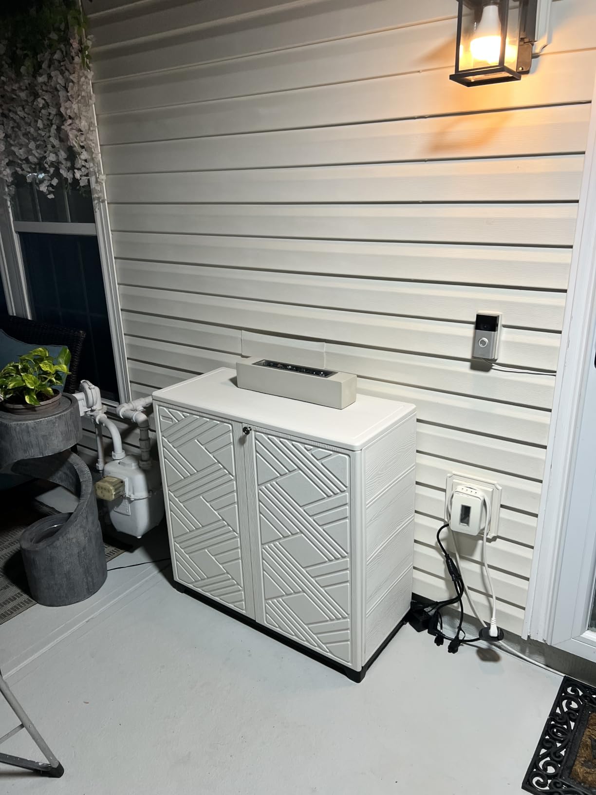ADDOK Outdoor Storage Cabinet, 60 Gallon Waterproof Resin Patio Storage Cabinet with 1 Adjustable Metal Shelf, Upright Outdoor Cabinet for Garden Tools, Pool Supplies, Toys, Porch and Garage customer photo 2