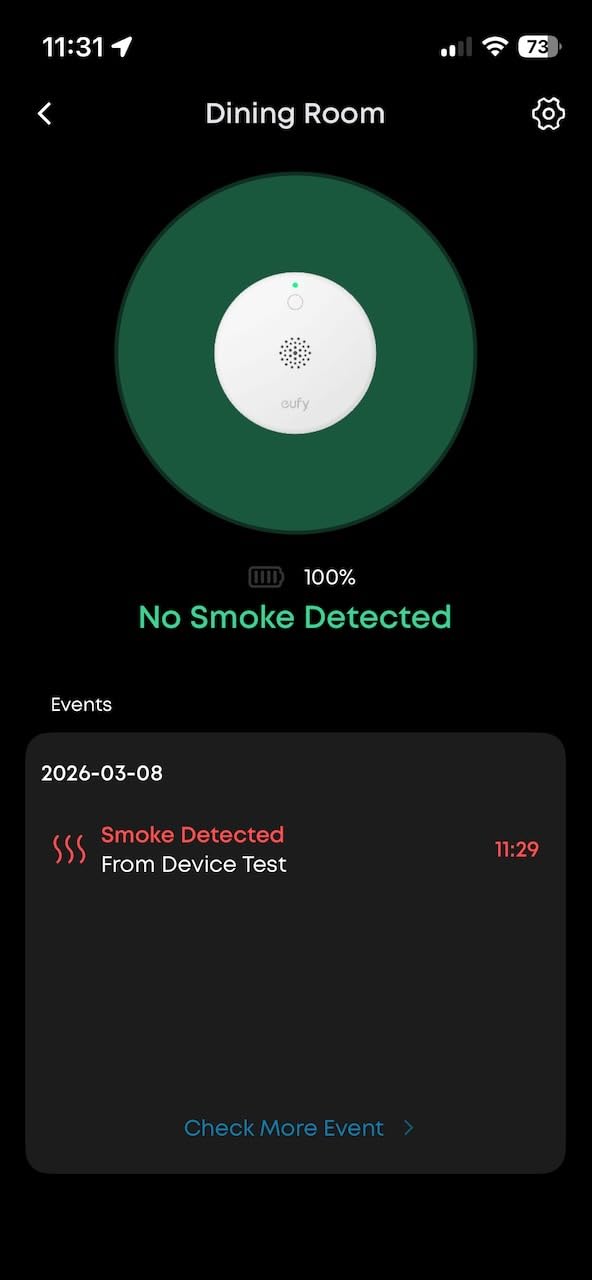 eufy Security Smoke Alarm E10, Smoke Detector, Ultra-Compact 70 mm Design | 5-Year Battery, App Alerts Away from Home, Loud Siren, Fewer False Alerts with UL 217 Compliance, Requires eufy HomeBase customer photo 1