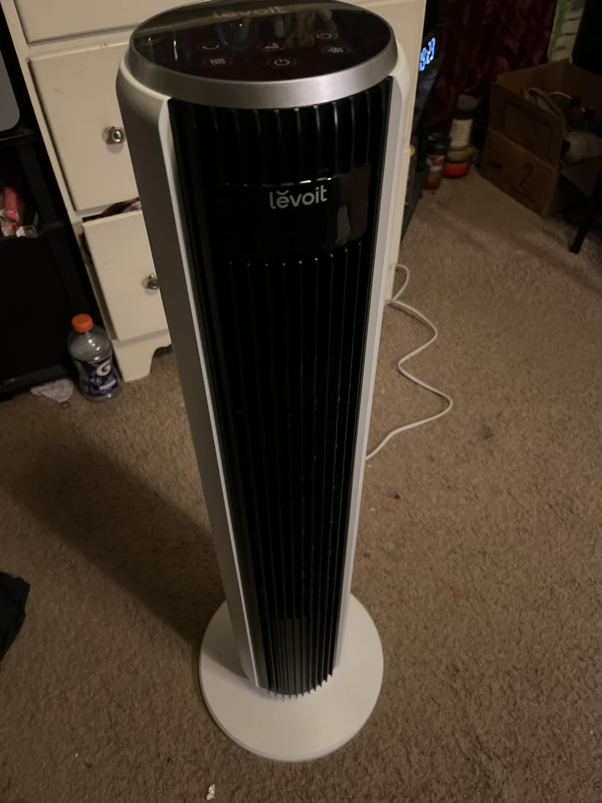 Levoit Tower Fan for Bedroom, 1472 CFM Fans that Blow Cold Air, 22dB Quiet | Standing Fan with 90° L&R Oscillation, 60° U&D Airflow, 5-Speed 4 Modes with Temp Sensor, 12H Timer, Remote Control, 42 inch customer photo 1