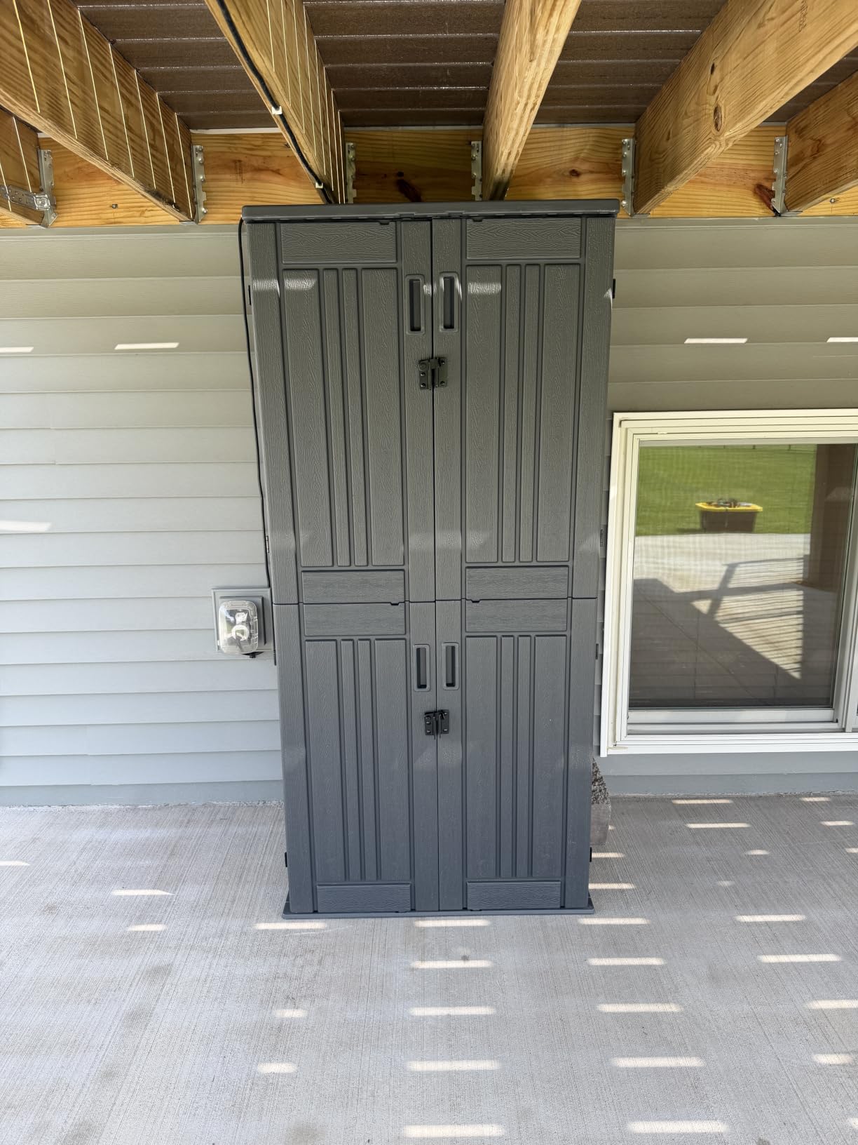 EHHLY Heavy Duty Tall Storage Cabinet Outdoor Weatherproof, 28 Cuft Garage Storage Cabinet with 4 Adjustable Shelves, Lockable Kitchen Pantry Closer Organizer, 31Wx23Lx66H, Sage Grey customer photo 1