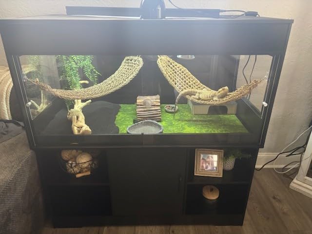 Herture 120 Gallon Reptile Tank with Stand, 4x2x2 Terrarium Enclosure for Bearded Dragons, Snakes, Lizards - Sliding Acrylic Doors, Mesh Top, Storage Cabinet, Built-in Power Outlet Black PX01RTB customer photo 1