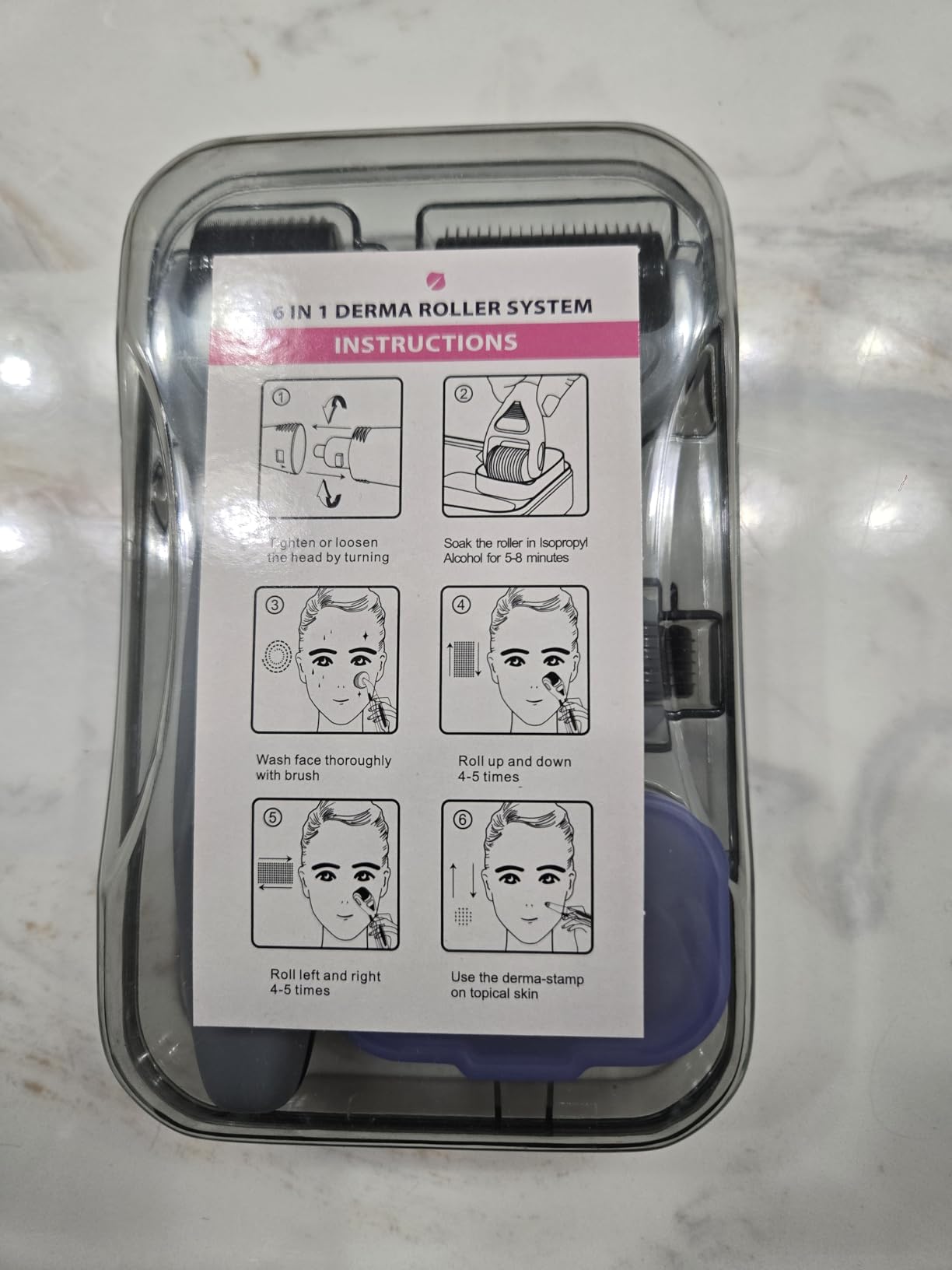 6-in-1 Titanium Derma Roller for Face and Body - Kit with Micro-Needles (0.25mm) - 300, 720, and 1200 Needles for Men and Women customer photo 2