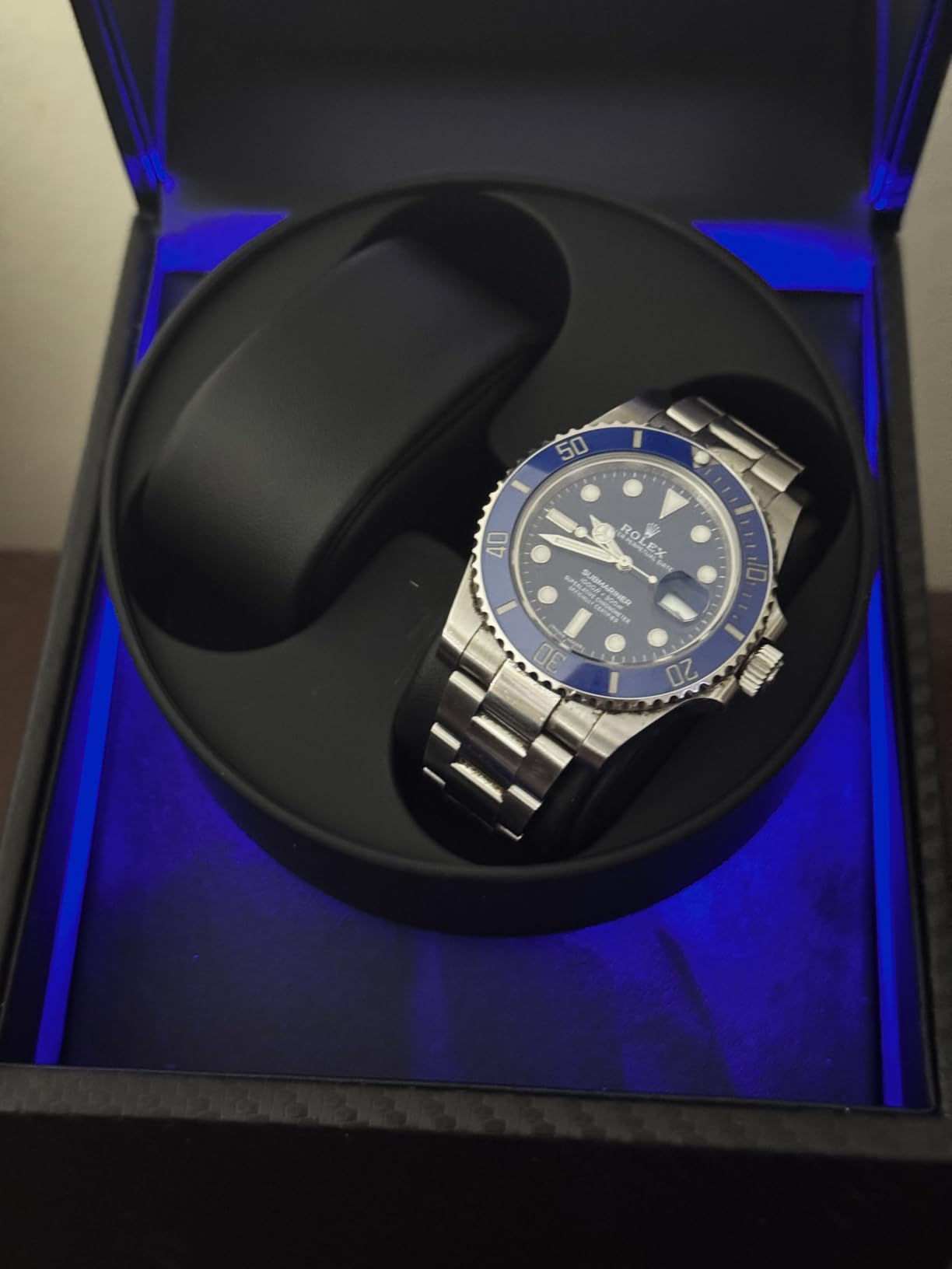 BEWISHOME Watch Winder for Automatic Watches, Double Watch Widner with Led Light 4 Modes, Automatic Watch Winder Box Watch Spinner with Japanese Quiet Motor Type-C Adapter or Battery Powered, SYQ02C customer photo 2