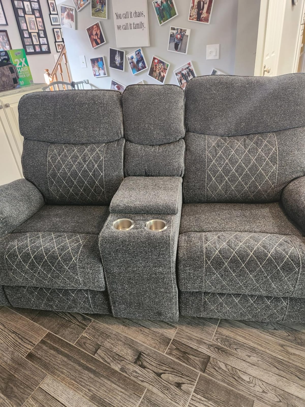 EBELLO Power Recliner Chair, Electric Fabric Reclining Sofa with Cup Holders, USB Type-C Charging Ports, for Small Living Room, Bedroom and Meeting Room, Grey customer photo 2