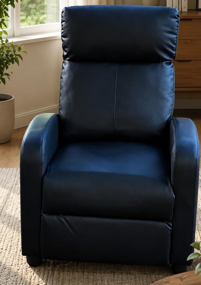 Recliner Chair for Living Room, Modern Adjustable Home Theater Seating Single Sofa Manual Push Back Armchair with Soft Linen Upholstery & High Backrest for Small Spaces, Linen-Gray customer photo 1