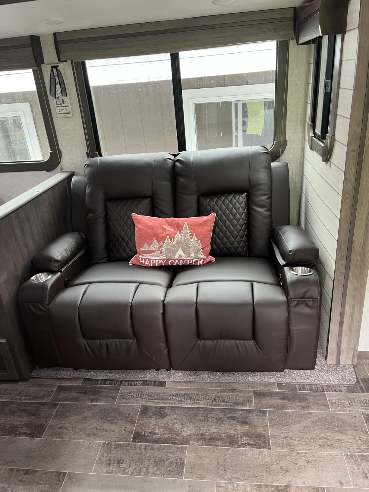 RV Loveseat Recliner Sofa, Reclining Loveseat Wall Hugger Recliners with USB Ports, Cup Holders, Insert Pockets, RV Recliners for Travel Trailers & Living Room, RV Furniture customer photo 1
