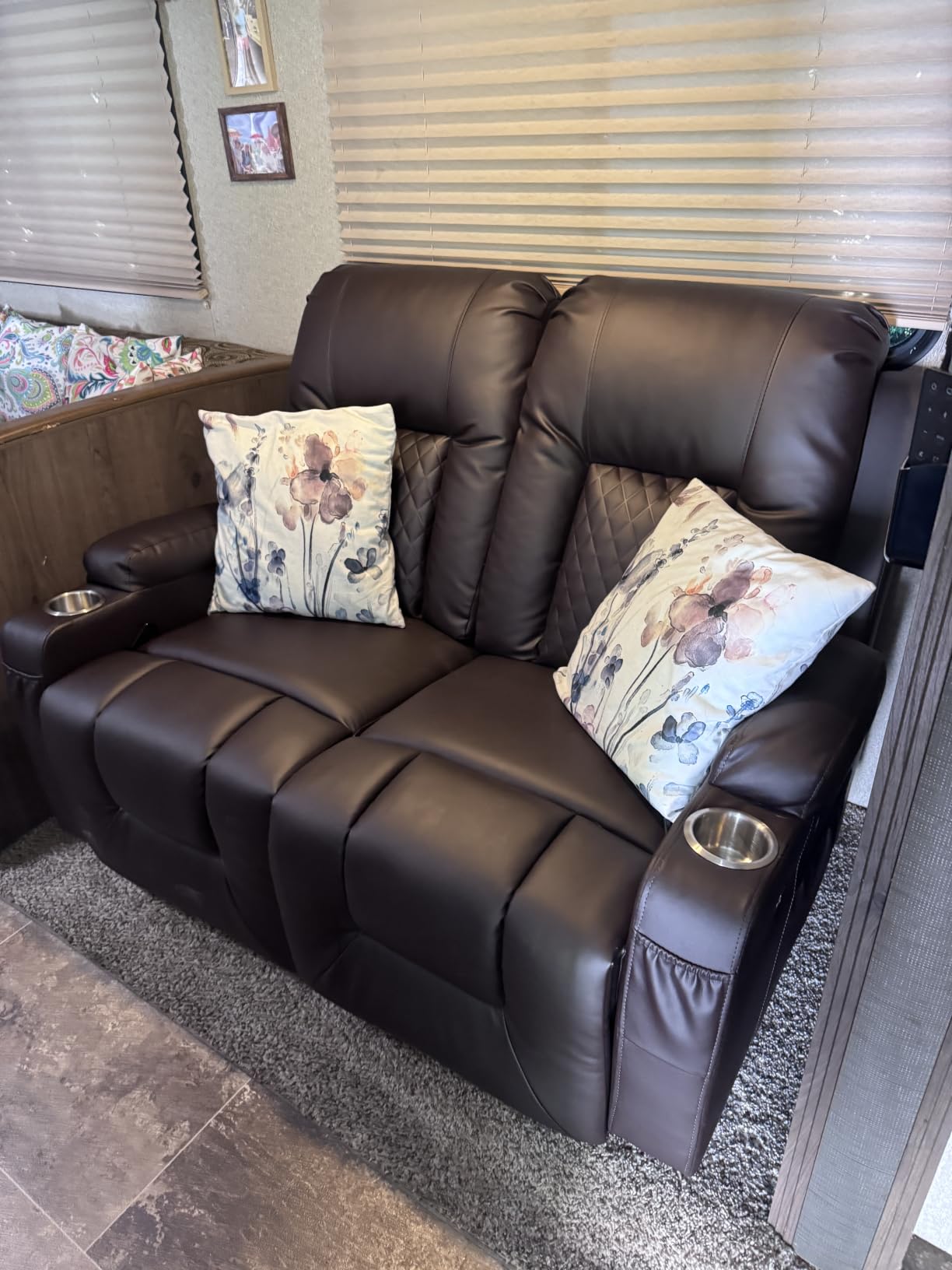 RV Loveseat Recliner Sofa, Reclining Loveseat Wall Hugger Recliners with USB Ports, Cup Holders, Insert Pockets, RV Recliners for Travel Trailers & Living Room, RV Furniture customer photo 2