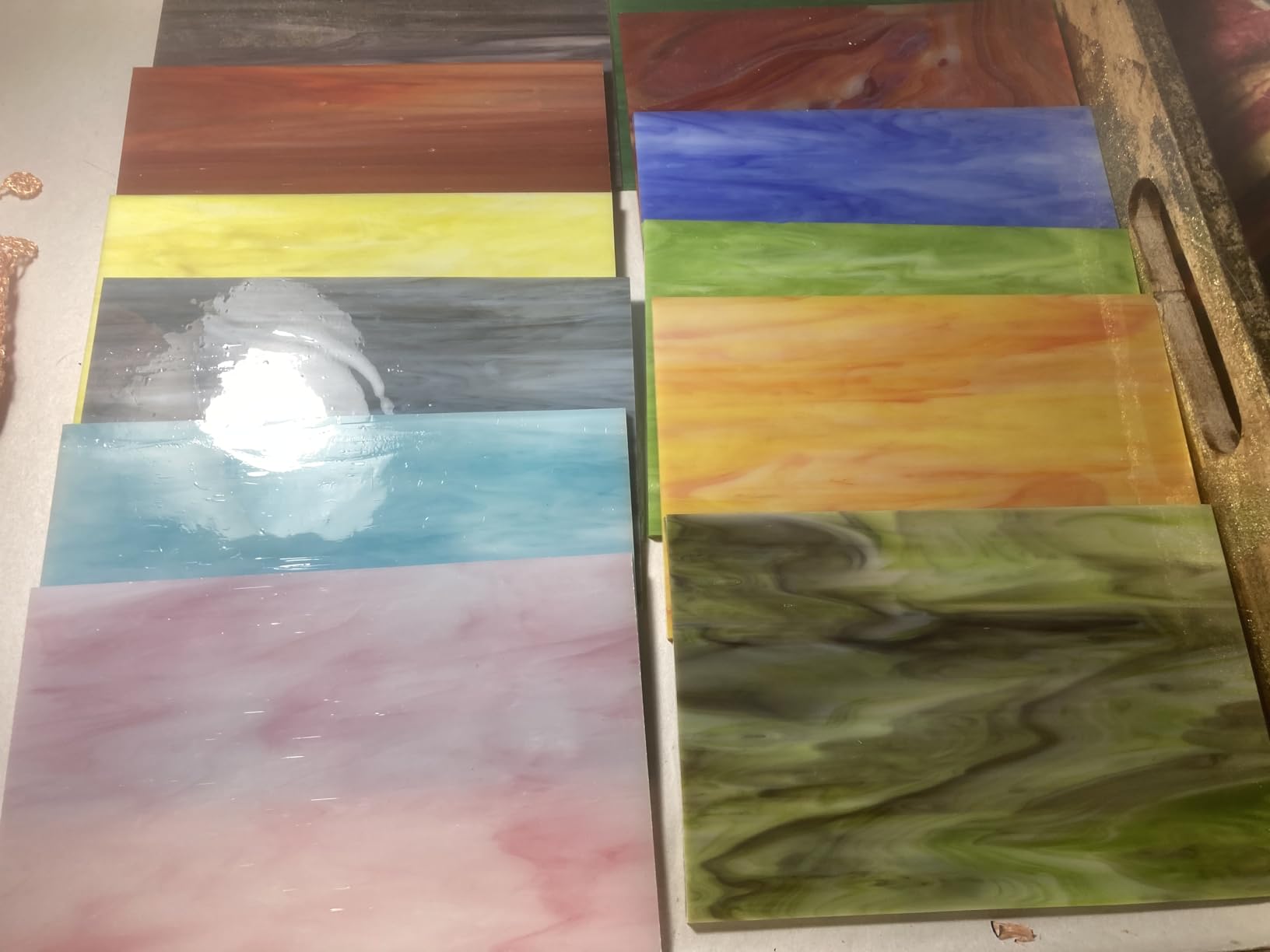 36 Sheets Opaque Stained Glass Variety Pack, 4 x 6 Inch Assorted Colors | Rich Opaque Colors, Cathedral Art Glass Sheets for Mosaics, Stained Glass Art, Window Decor and DIY Craft Projects customer photo 1