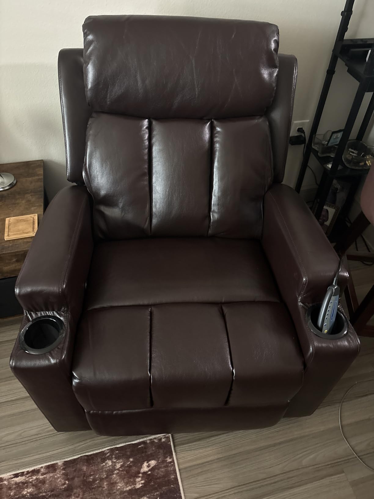 CANMOV Manual Recliner Chair with Massage and Heat, Soft Fabric Recliner Chair with Overstuffed Arm and Back, Manual Reclining Single Sofa with 2 Cup Holders, Side Pocket for Living Room, Dark Grey customer photo 1