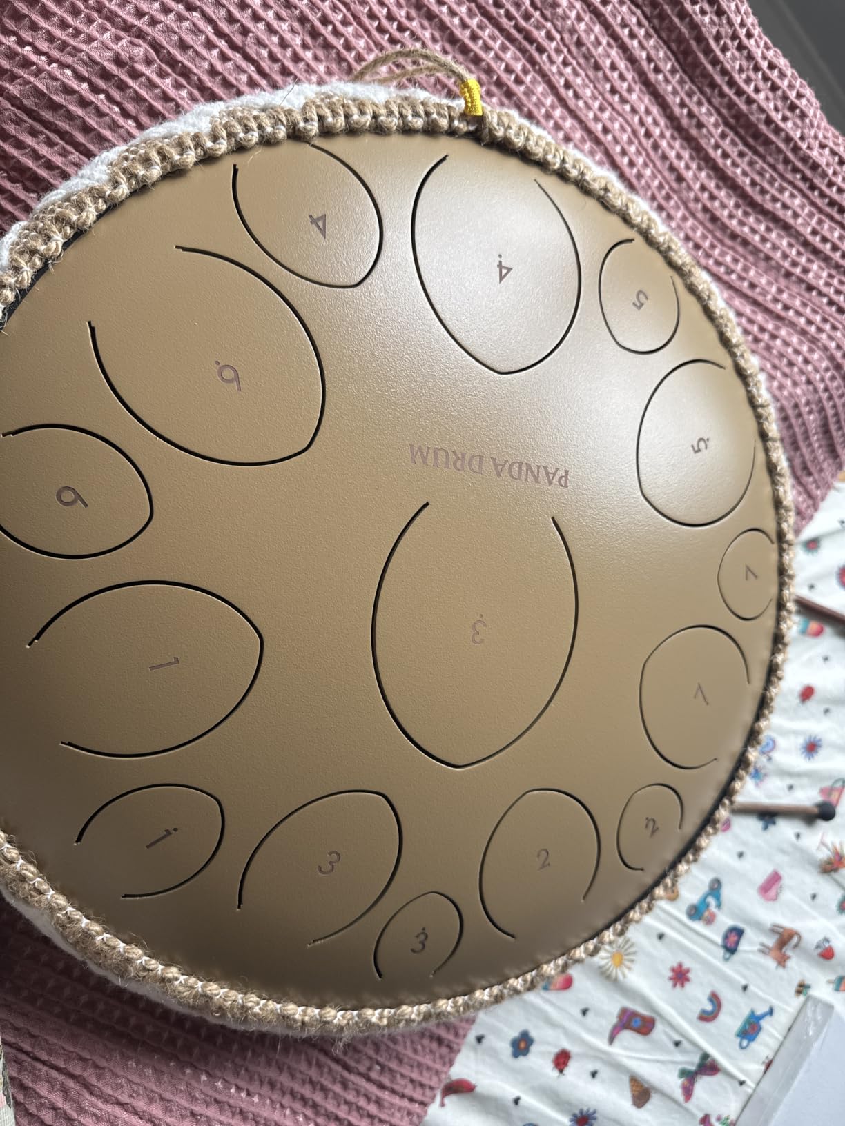 Pro (Sandstone) | Steel Tongue Handpan with Music Book, Mallets, Carrying Bag & Finger Picks | 15 inch, 432 Hz | Rain Drum for Inside, Outside | Calming Musical Instrument for Adults, Kids customer photo 2