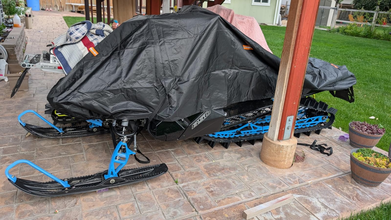 Snowmobile Cover 900D for Outdoor Storage, Waterproof Sled Cover | UV Protection, 2 Windproof Buckles, Air Vents, Breathable, 4 Reflective Strips, Universal Trailerable Snowmobile Cover customer photo 1