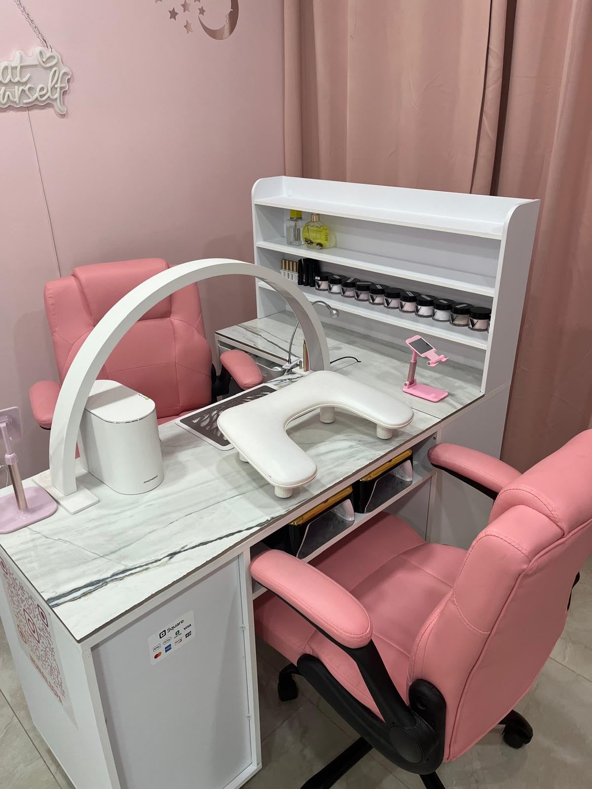 OmySalon L Shaped Manicure Table with Dust Collector, 52