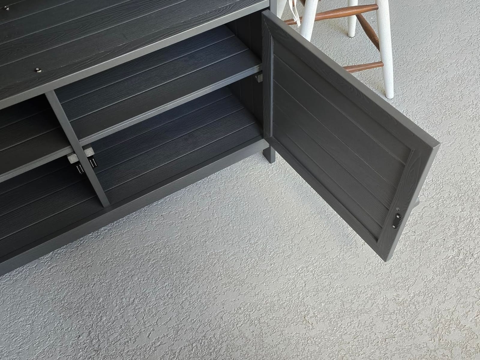 HIPS All-Weather Outdoor Storage Cabinet, Outdoor Sideboard with Magnetic Doors, 3-Shelves Patio Storage Cabinet, Used for Garden, Buffet Cabinet, TV Stand, Bar Table, Balcony customer photo 2