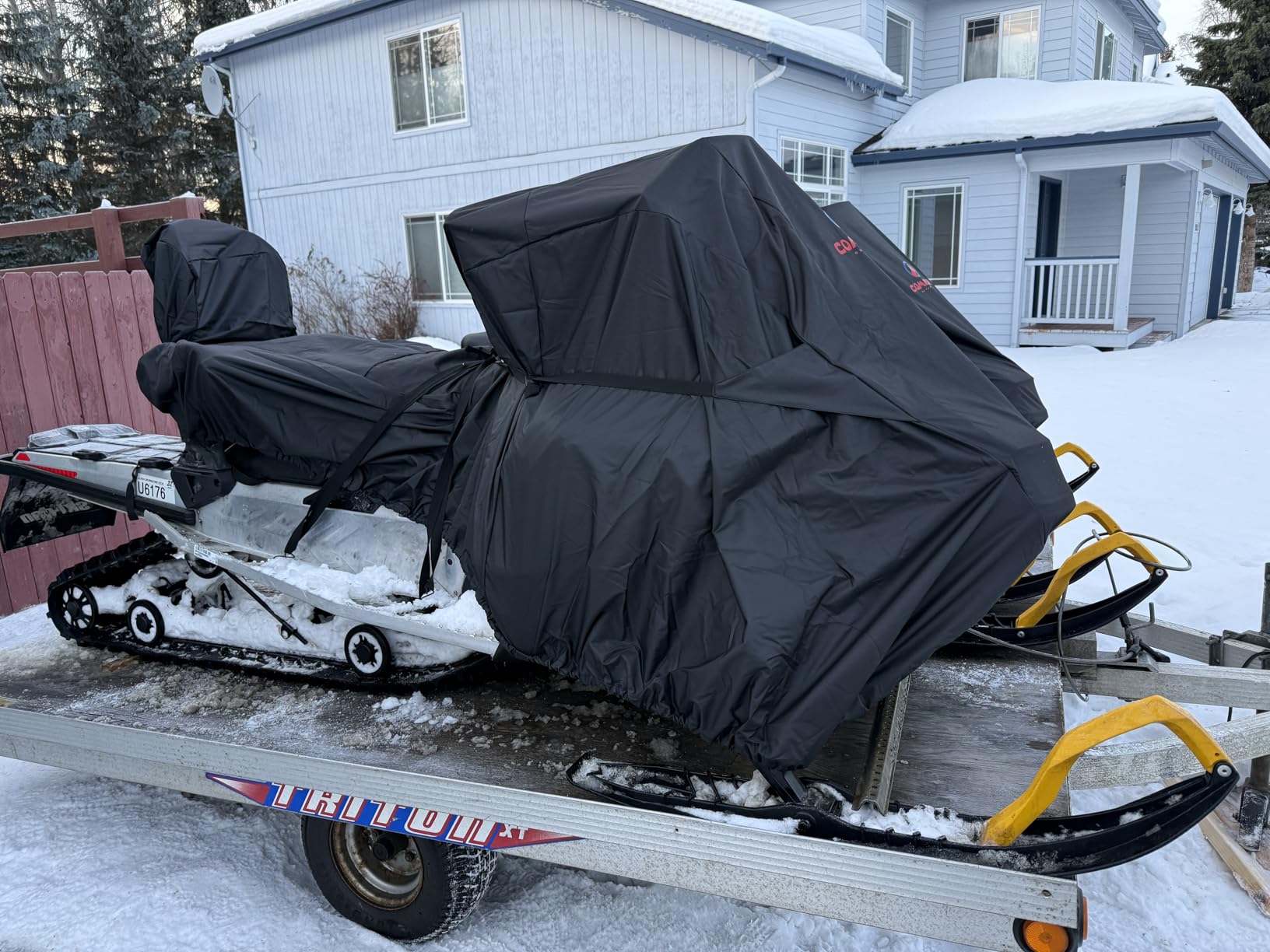 Comnova Snowmobile Cover 115 Inch - Premium 600D Outdoor Snowsled Cover, Heavy Duty & Waterproof All Weather Protection Covers, Black customer photo 1
