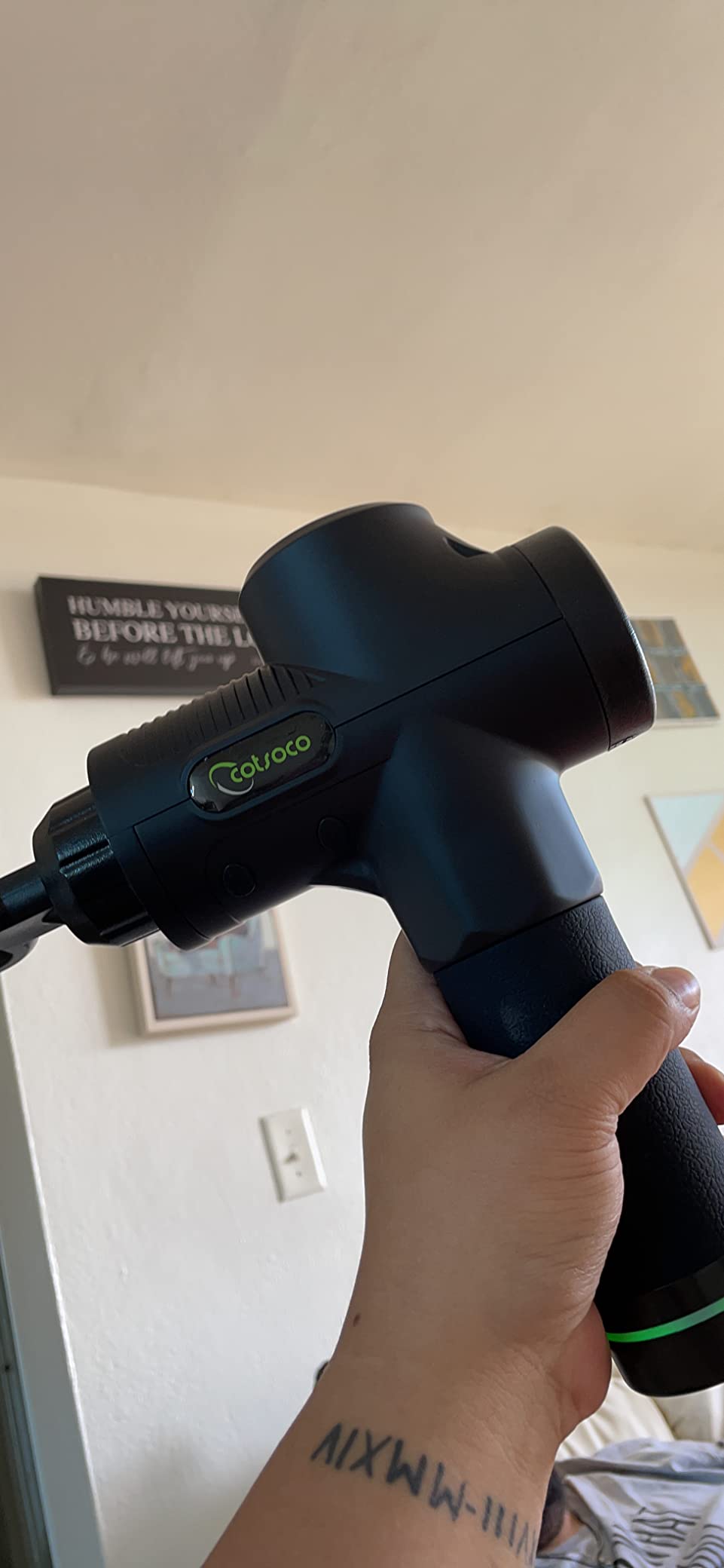 cotsoco Mini Massage Gun with Heat and Cold, Deep Tissue Percussion Muscle Massager, Portable Full-Metal Handheld Massager, Gift for Men Women, Gym Travel Recovery customer photo 2