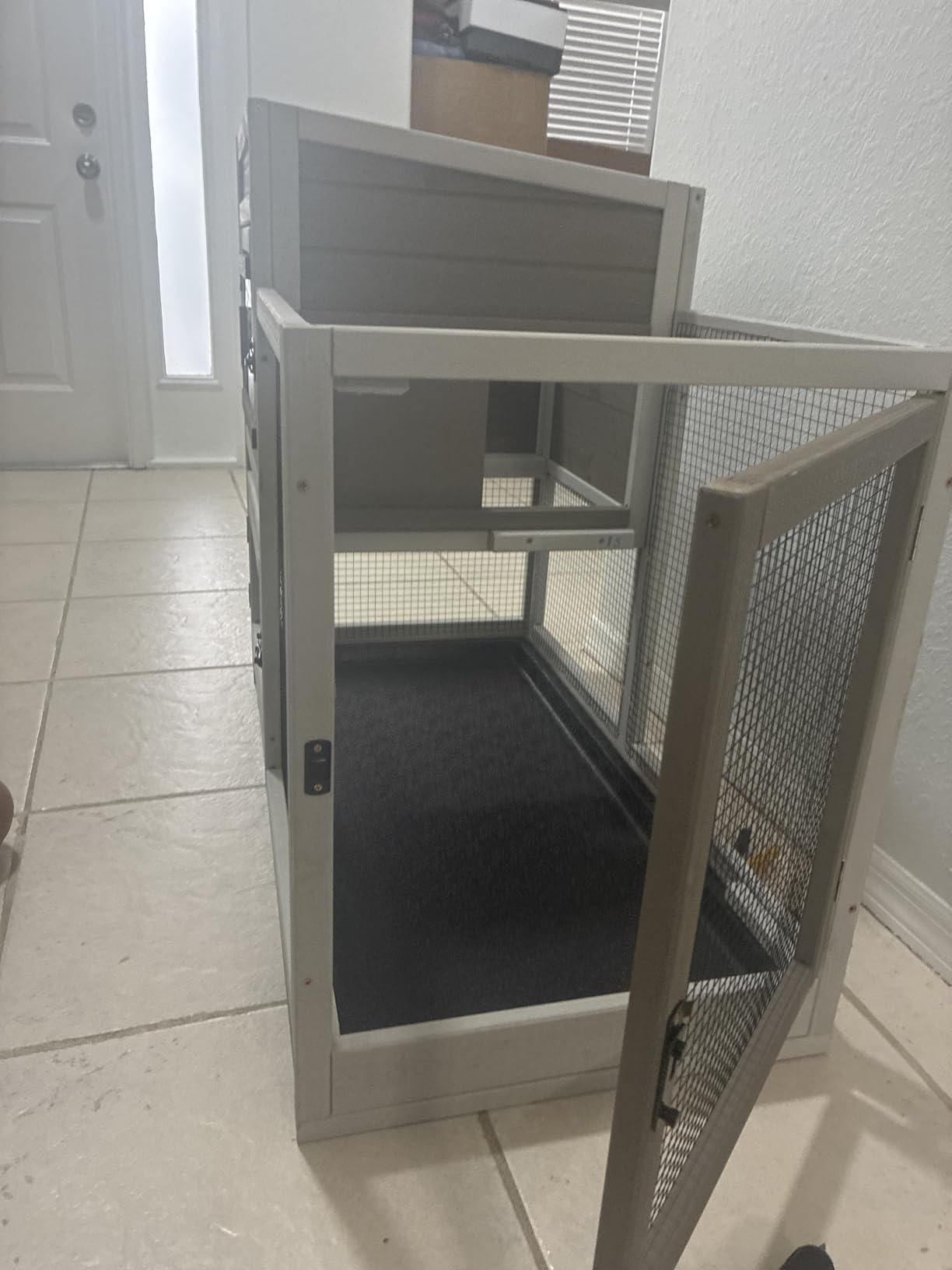 2 Story Rabbit Hutch Outdoor Indoor, Wooden Bunny Cage with 6 Lockable Wheels, 3 Removable No Leakage Pull Out Trays, Chew-Proof Ramp & Waterproof Roof, Ideal for Rabbit & Guinea Pig customer photo 2