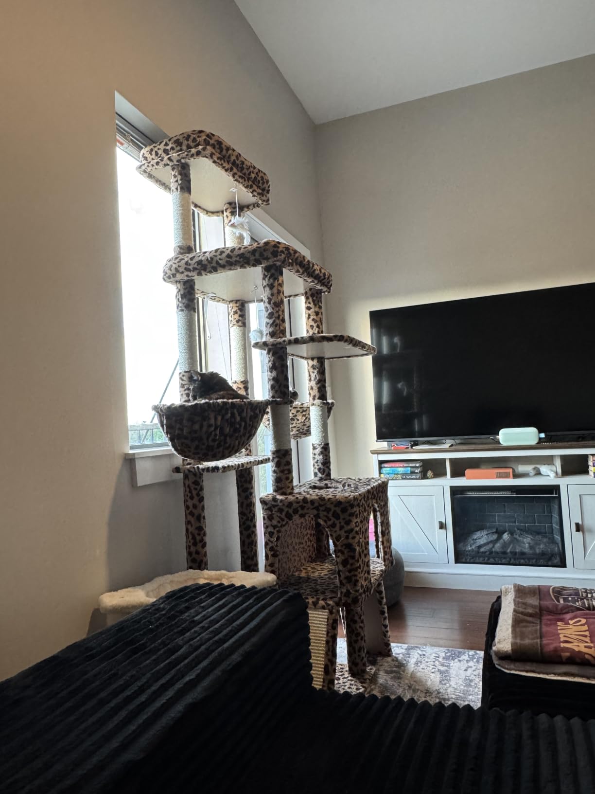 Globlazer Heavy Duty Cat Tree 78 inch Sturdy Cat Tower for 20lbs Large Adult Cats, Symmetrical Aesthetic Big Cat Tree with Extra Large Platform, 2 Scratching Boards, Z78, Light Grey customer photo 1
