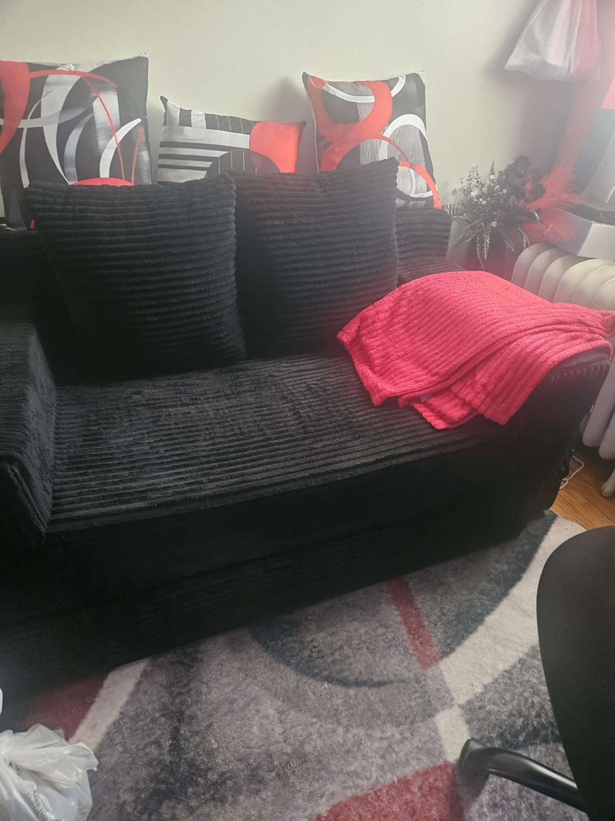 Erament Convertible Sofa Bed, Loveseat Folding Floor Futon Sleeper Sofa Couch Bed - Boneless Foldable Couch, Corduroy Pull Out Sofa Bed with 2 Pillows for Living Room & Bedroom customer photo 2