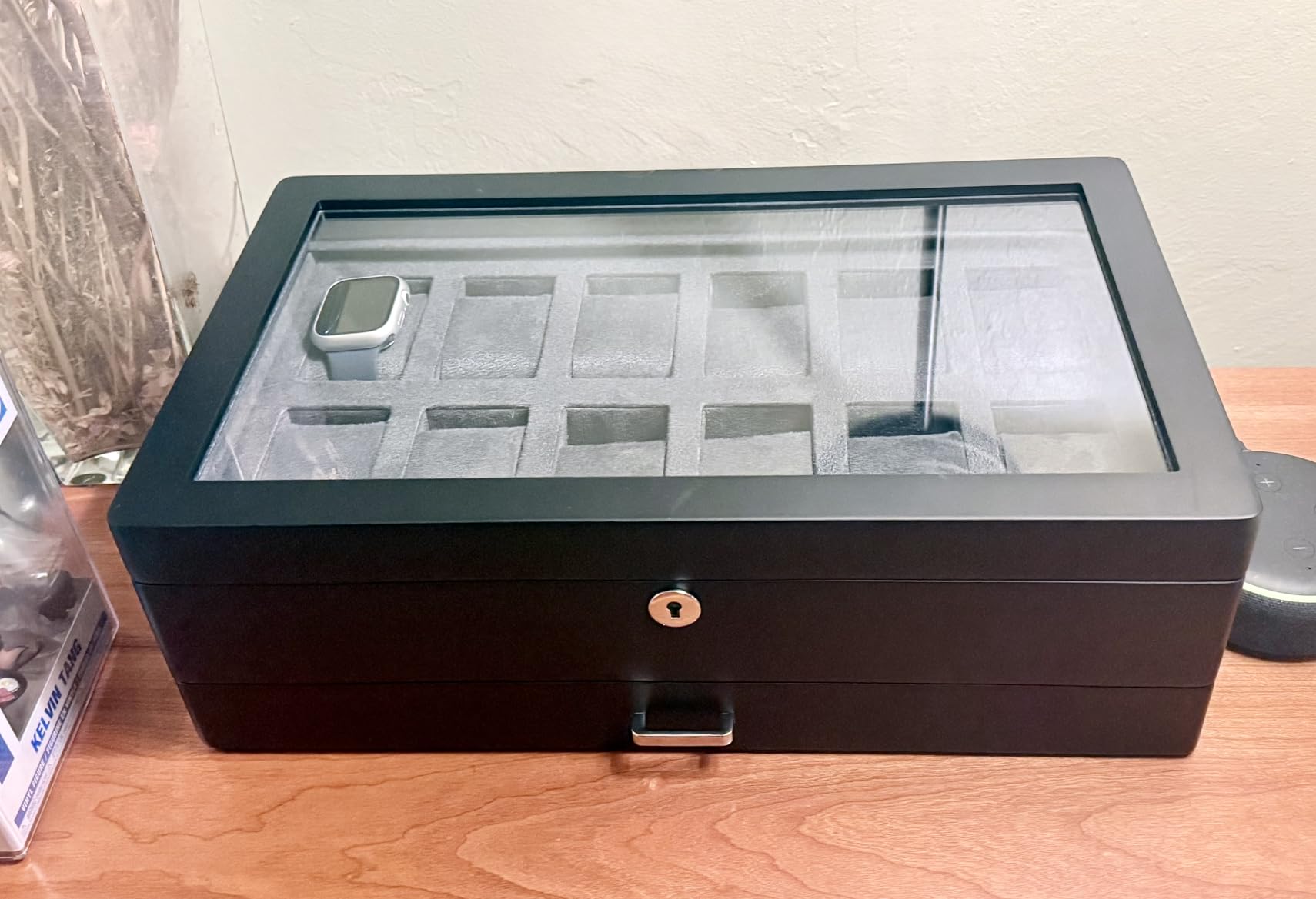 ROTHWELL 12-Slot Solid Walnut Watch Box with Valet Drawer - Premium Jewelry Display Case Organizer with Locking Glass Top and Microsuede Liner for Men & Women (Tan Interior) customer photo 1