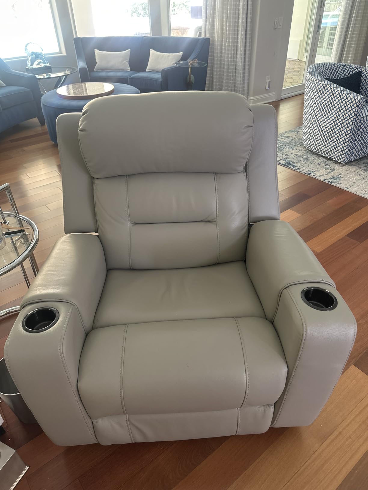 Watson & Whitely Oversized Genuine Leather Power Recliner Chair, Saddle | Extra-Wide Lay Flat Recliner for Big and Tall, Power Headrest, Cup Holders, Electric Reclining Sofa for Living Room customer photo 1