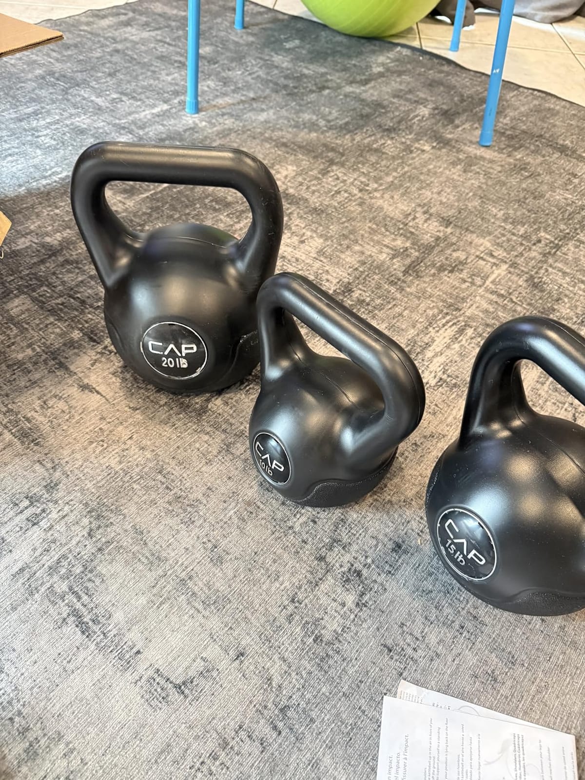 CAP Barbell 45 LB Cement Kettlebell Set - 10 lb, 15 lb & 20 lb Vinyl-Coated Kettlebells for Strength Training, Cardio, Cross Training & Home Gym Workouts customer photo 1