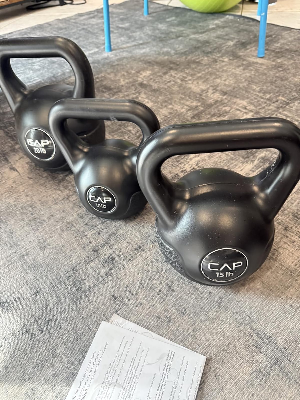 CAP Barbell 45 LB Cement Kettlebell Set - 10 lb, 15 lb & 20 lb Vinyl-Coated Kettlebells for Strength Training, Cardio, Cross Training & Home Gym Workouts customer photo 2