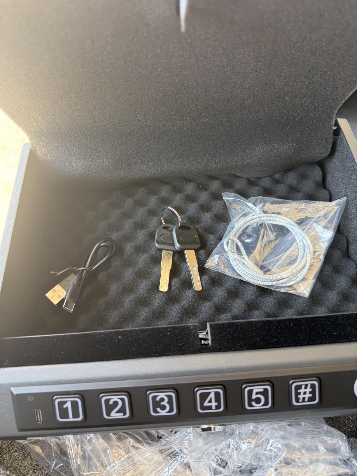Biometric Gun Safe for Handguns, Pistol Safe Fits 2-3 Handguns | Fingerprint Car Gun Safe, Quick Access, LED Light, Stealth Mode, Carbon Steel, Security Cable, Portable Lock Box, Nightstand customer photo 1