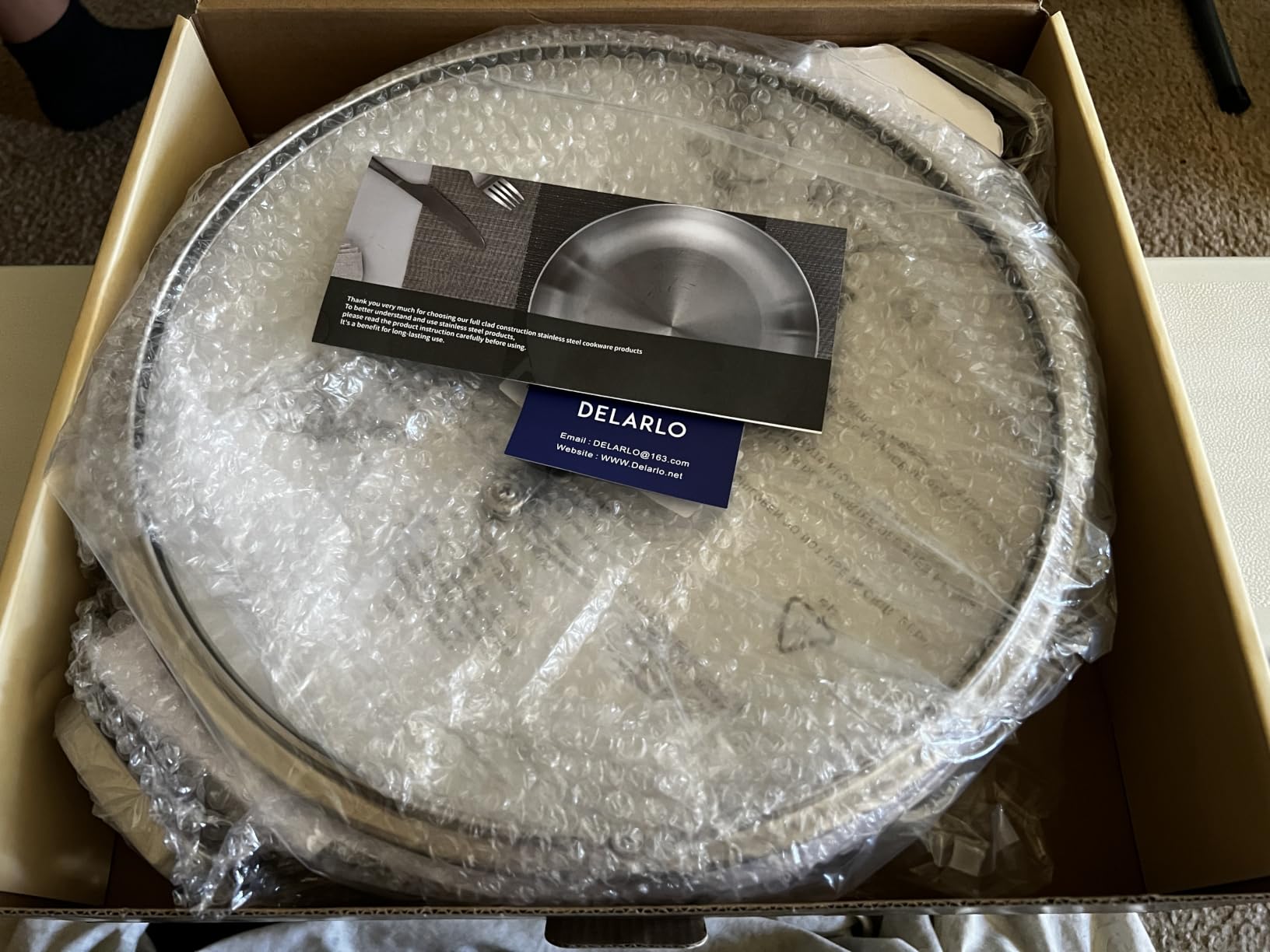 DELARLO 10 Inch Tri-Ply Stainless Steel Paella Pan with Lid, Large Induction Skillet & Jumbo Frying Pan, Heavy Duty Cookware for Paella Parties, Indoor & Outdoor Use customer photo 2