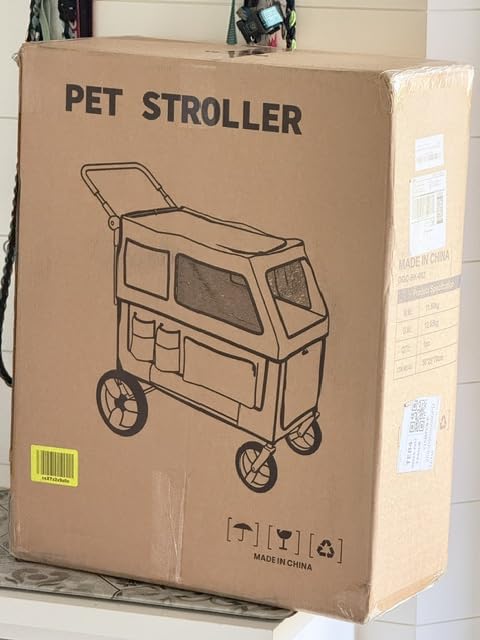 Large Dog Stroller for Medium & Large Dogs up to 350 lbs, Foldable Pet Wagon | Rear Ramp for Senior Dogs, Adjustable Handle, Washable Pad, All Terrain Wheels, Breathable Mesh Doors & Multiple Storage Pockets customer photo 1