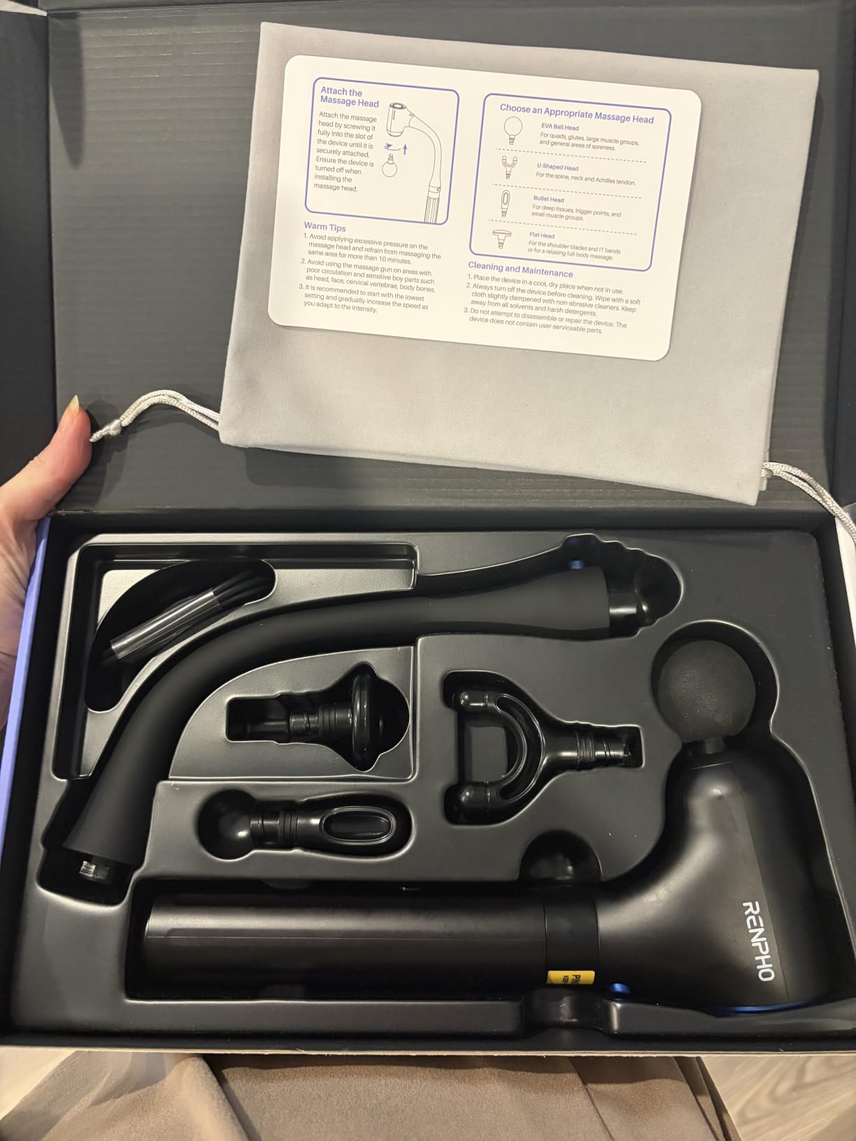 RENPHO Reach Curve Massage Gun with Extension Handle, 4-in-1 Massager | 10MM Deep Tissue, Handheld Back Neck Massager for Soreness, Travel Massage Tool, FSA Eligible HSA, Gifts for Men Women customer photo 2