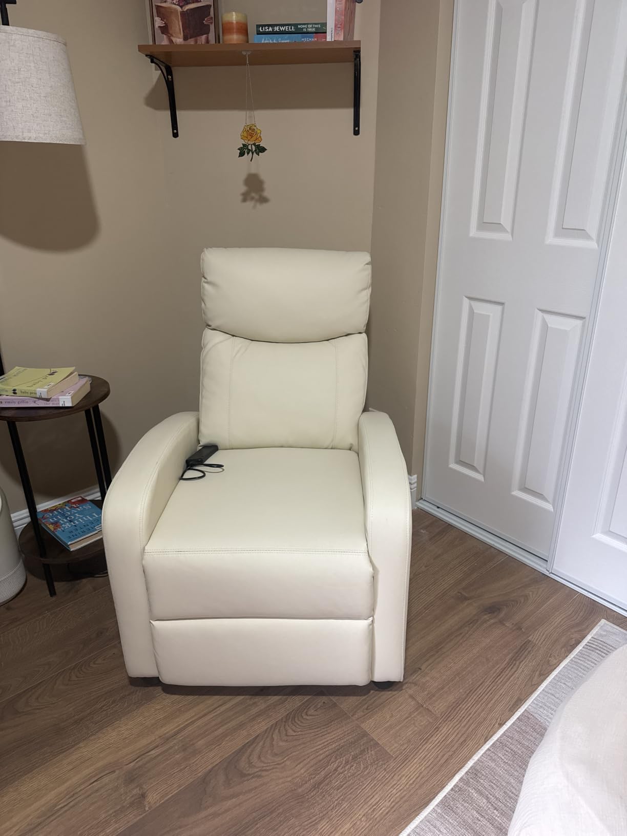 Sweetcrispy Massage Recliner Chair for Adults, Adjustable Home Theater Seating with Lumbar Support for Living Room, Modern Fabric Reclining for Small Space, Beige customer photo 1