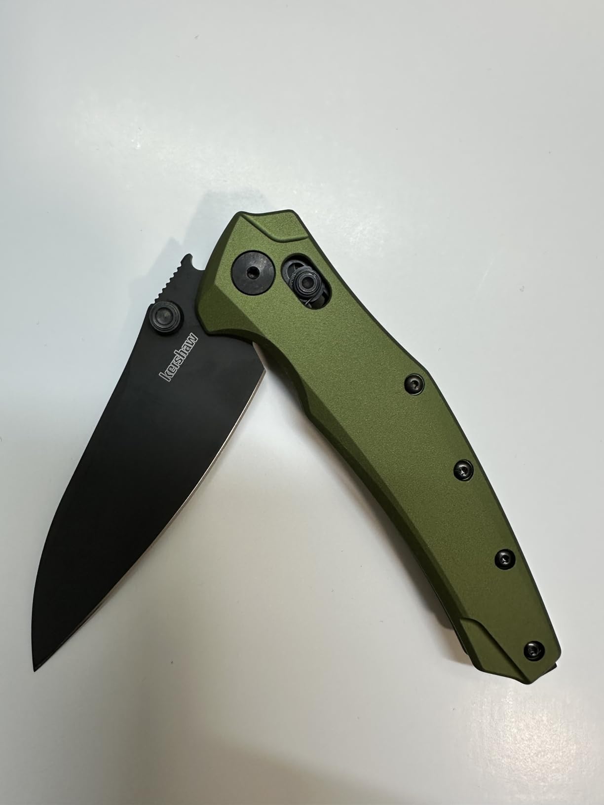Kershaw Bareknuckle Folding Pocket Knife, 3.5 inch Magnacut Blade, Olive Handle, Duralock Locking Mechanism, Made in the USA customer photo 2