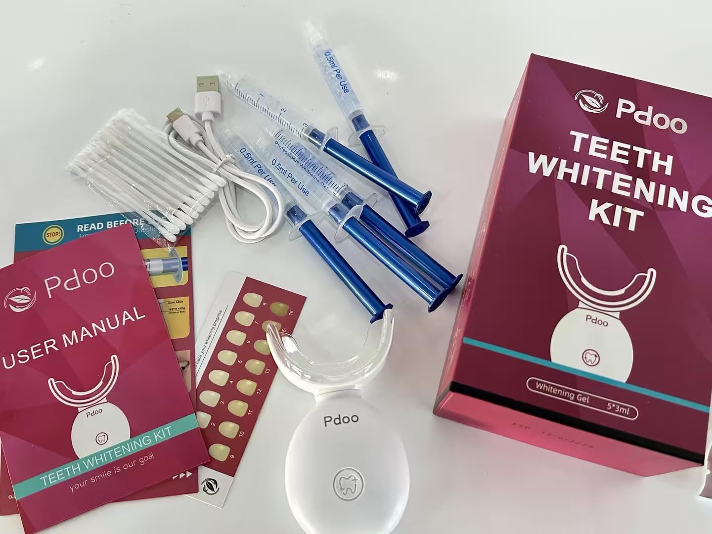 Teeth Whitening Kit with LED Light Tray for Sensitive Teeth, 5 Tooth Whitening Pen Gel Pain Free and Enamel Safe, Teeth Whitener at Home Up to 1-9 Shades Whiter in 1-2 Weeks customer photo 1