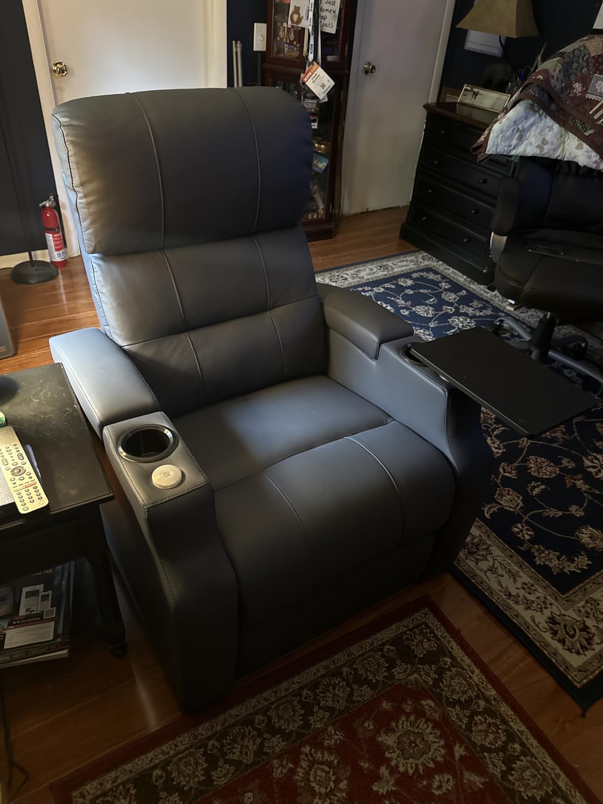 PBRO Home Theater Seating Top Grain Leather Theater Recliner Sofa Zero Gravity Movie Theater Reclining Chairs for Living Room with Power Headrest, USB Charge, Ambient Lighting Black, 1-Seat customer photo 1