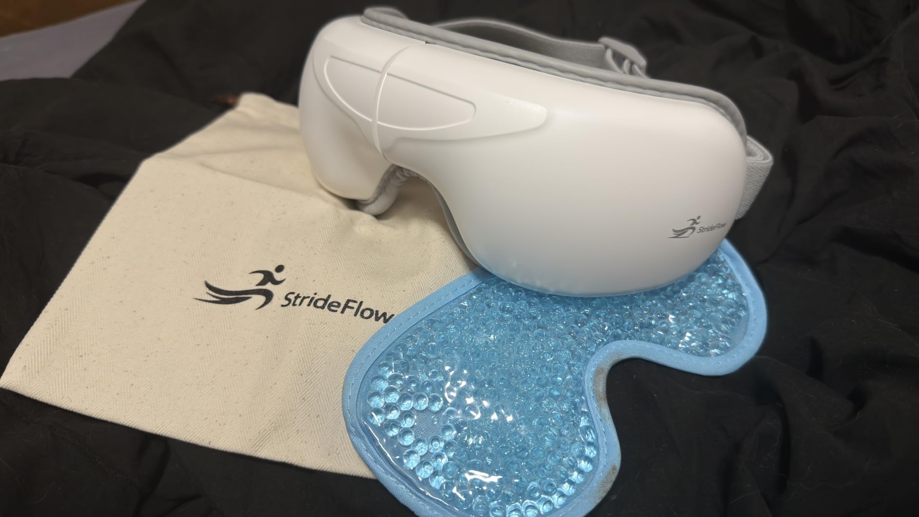 STRIDEFLOW Eye Massager with Heat, Migraine Mask & Headache Relief, FSA Eligible/HSA Eligible, Dry Eye Relief, GENTLE Warmth & LIGHT Compression, Cooling Gel Eye Mask, Foldable Rechargeable customer photo 2