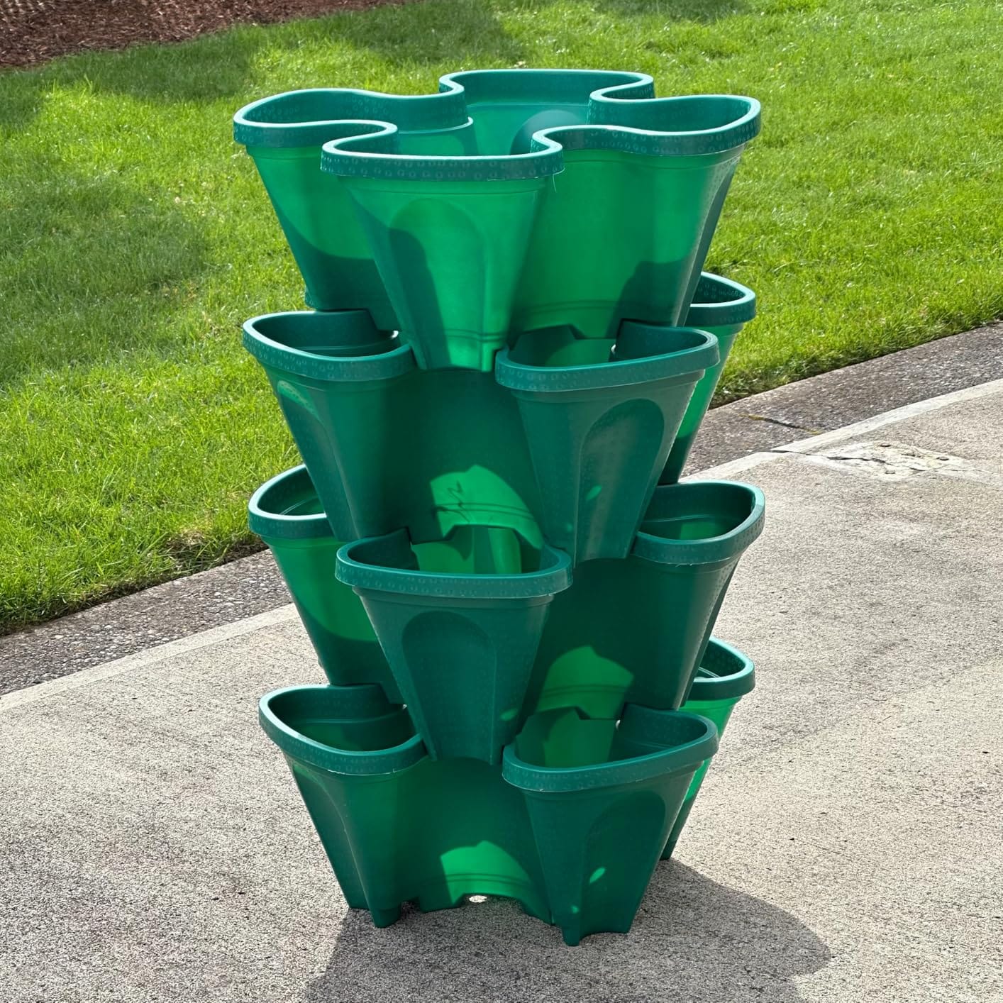 Strawberry Planter Tower, 4 Tier Stackable Vertical Planter, 16 Plant Sites, Space Saving Garden Planter, Indoor Outdoor, Made in USA (Deep Forest, Small) customer photo 1
